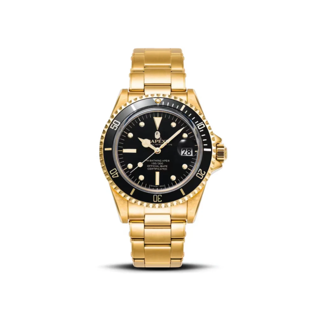 BAPE A Bathing Ape Type 1 Bapex Watch Gold Black