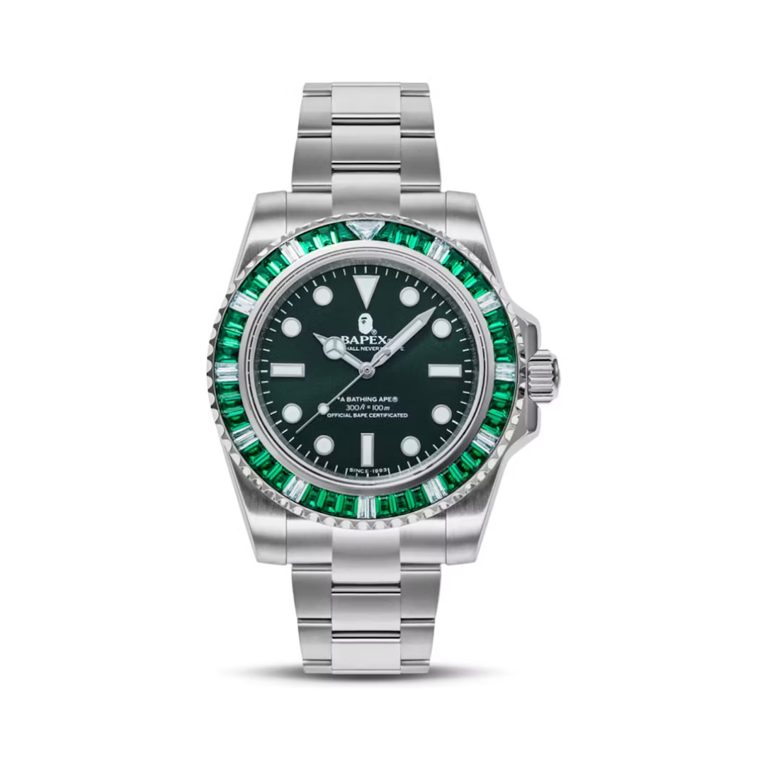 BAPE Type 1 Crystal Stone BAPEX Watch Green