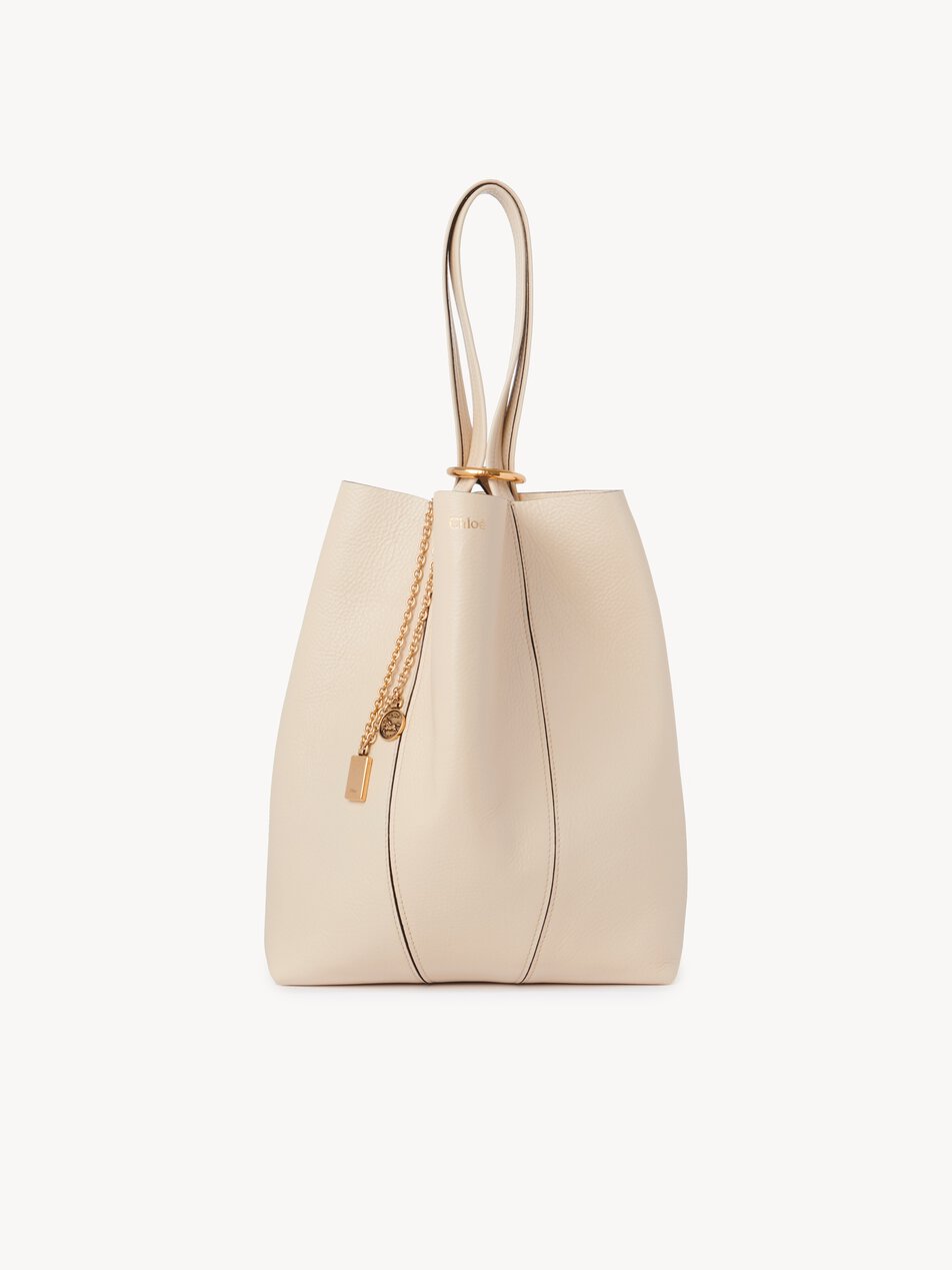 CHLOE Spin tote bag in grained leather Sweet Beige
