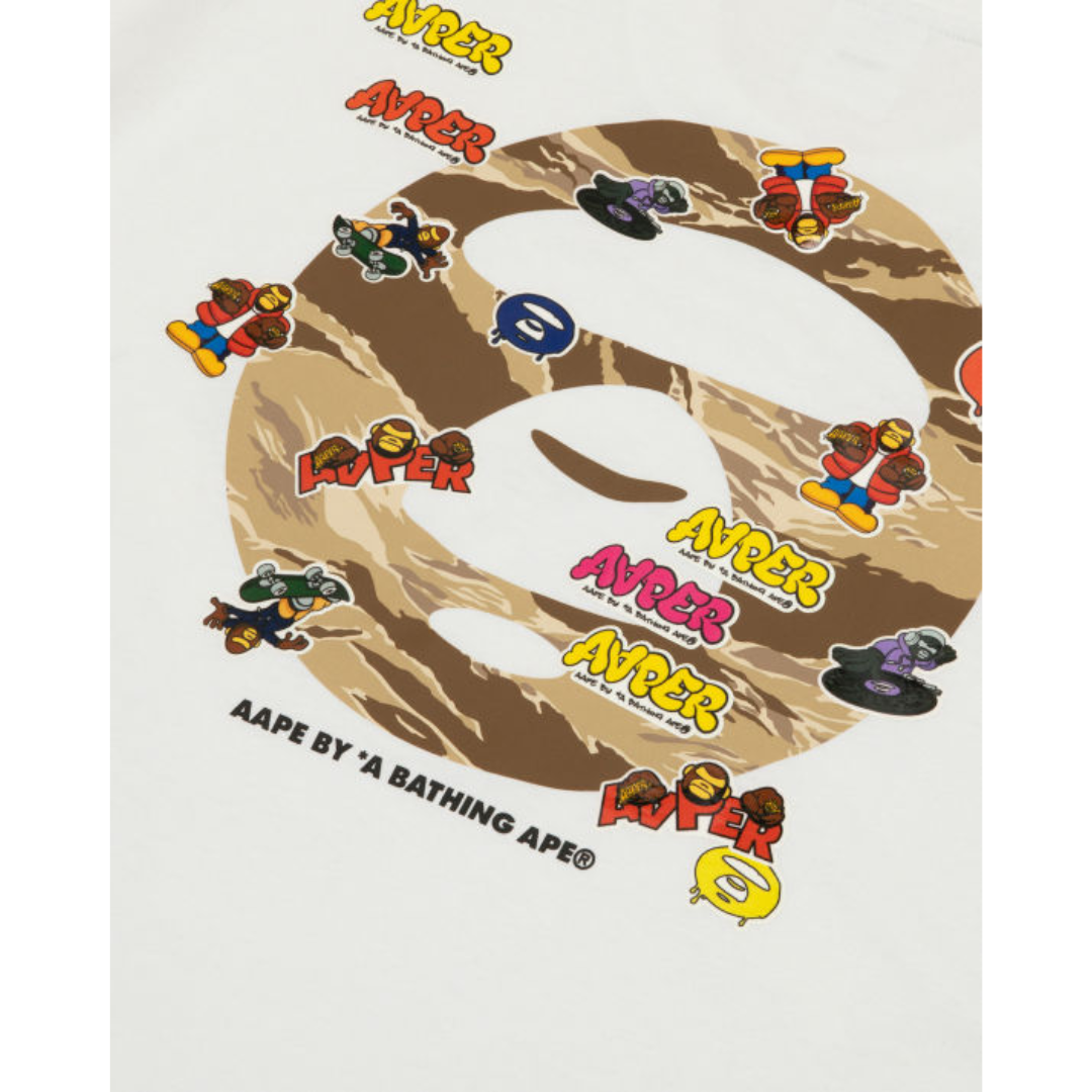 Aape Ape head print T-shirt with logo Cream