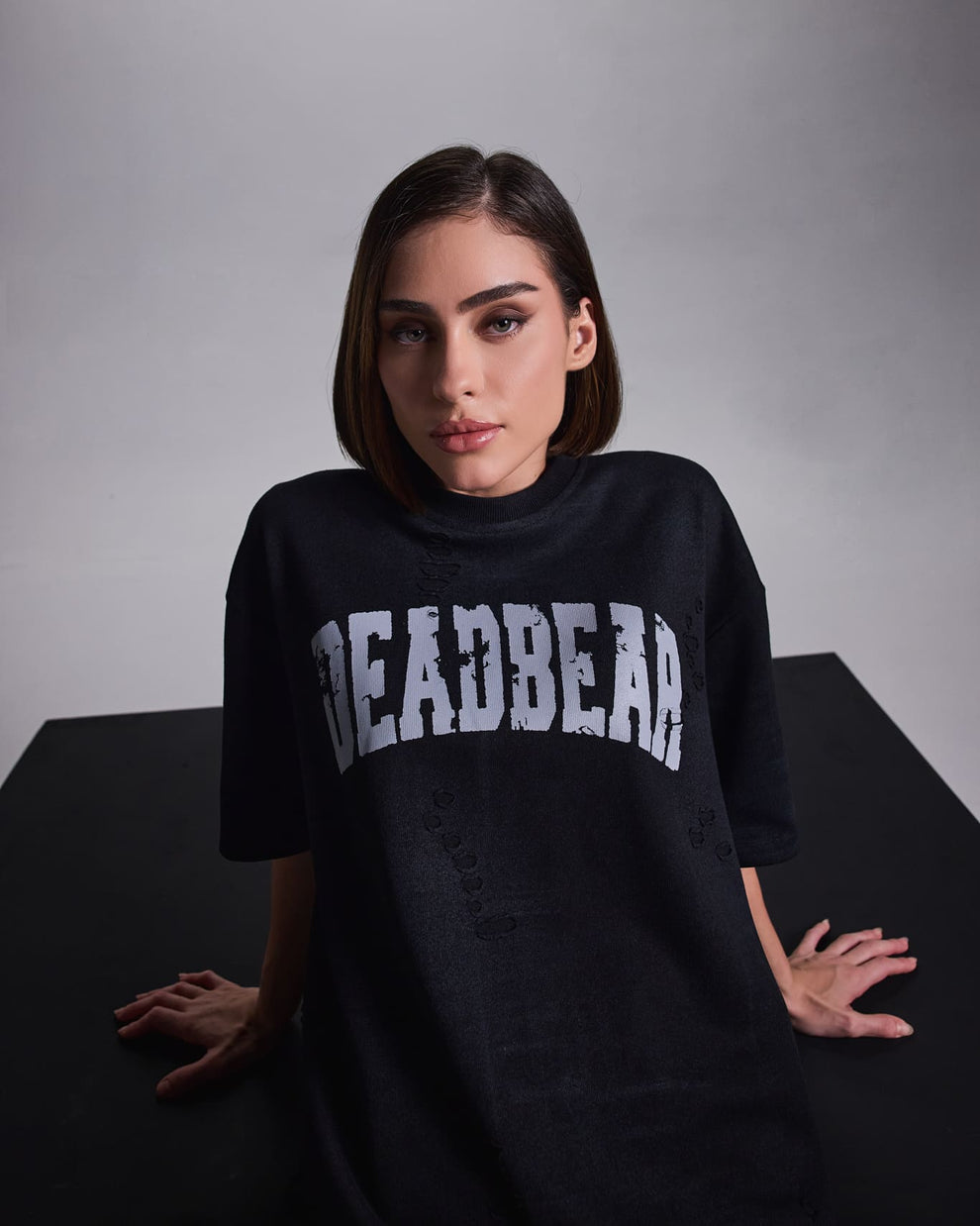 Distressed Washed Black Tee