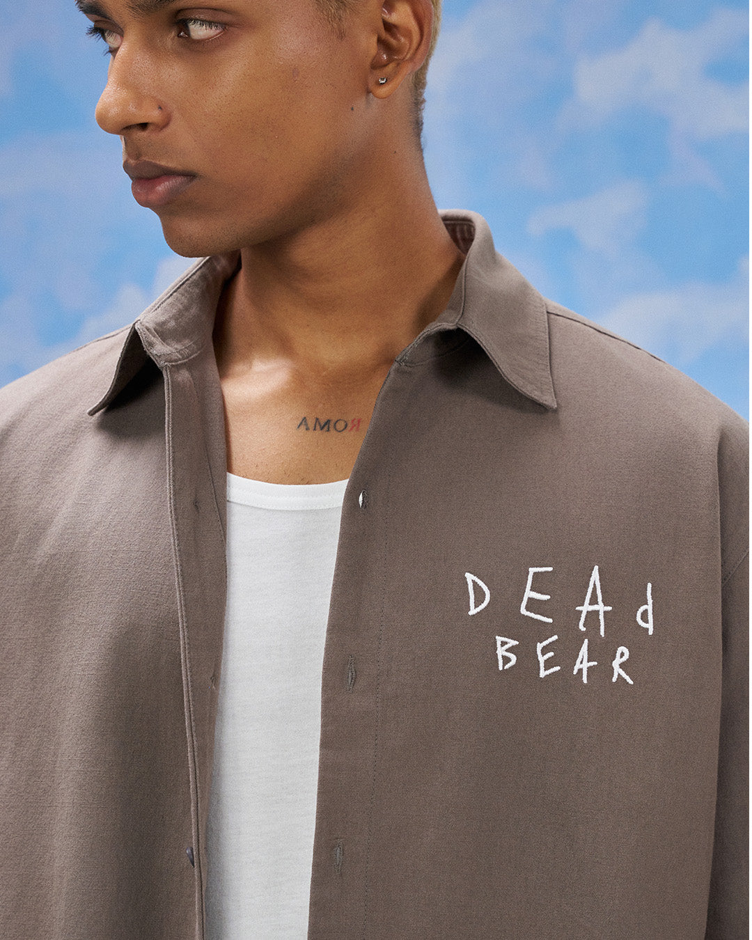Scribbled Logo Shirt Taupe