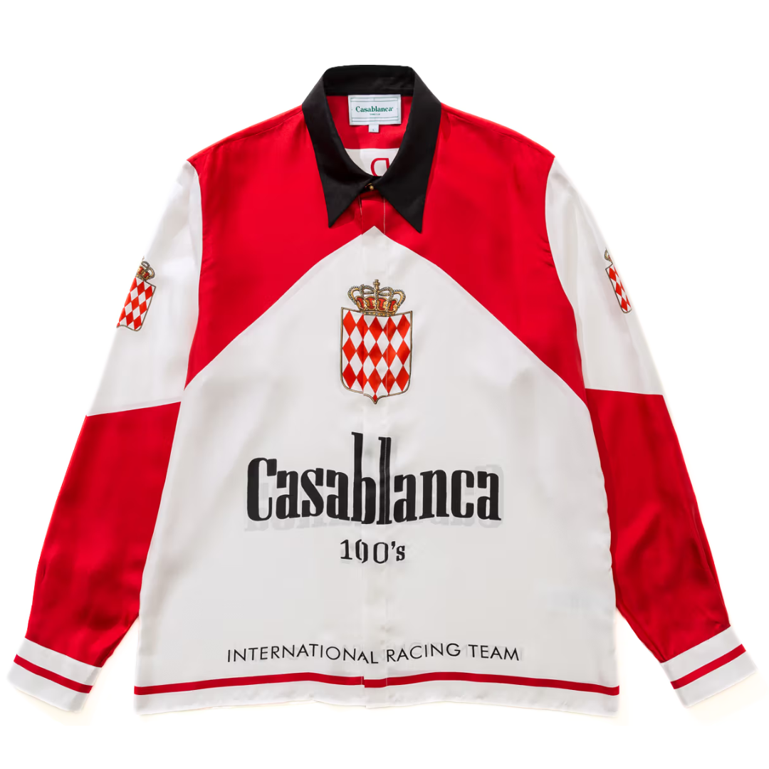 CASABLANCA PRINTED SILK TWILL SHIRT 100S RED WHITE