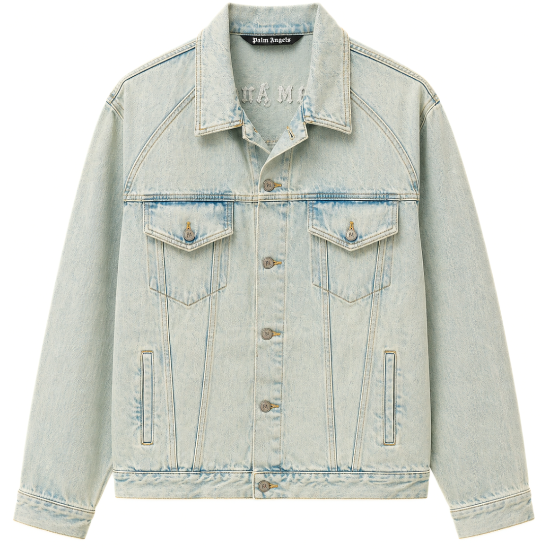PALM ANGELS PA OVERDYE LOGO DENIM JACKET MULTI GOLD