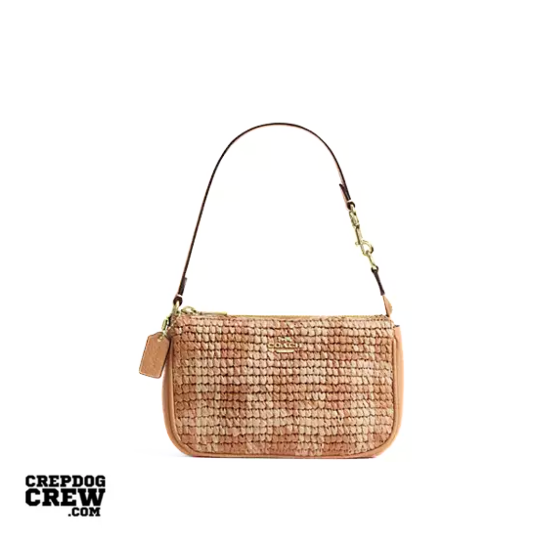 Coach Nolita 19 With Gingham Print straw Gold Tan