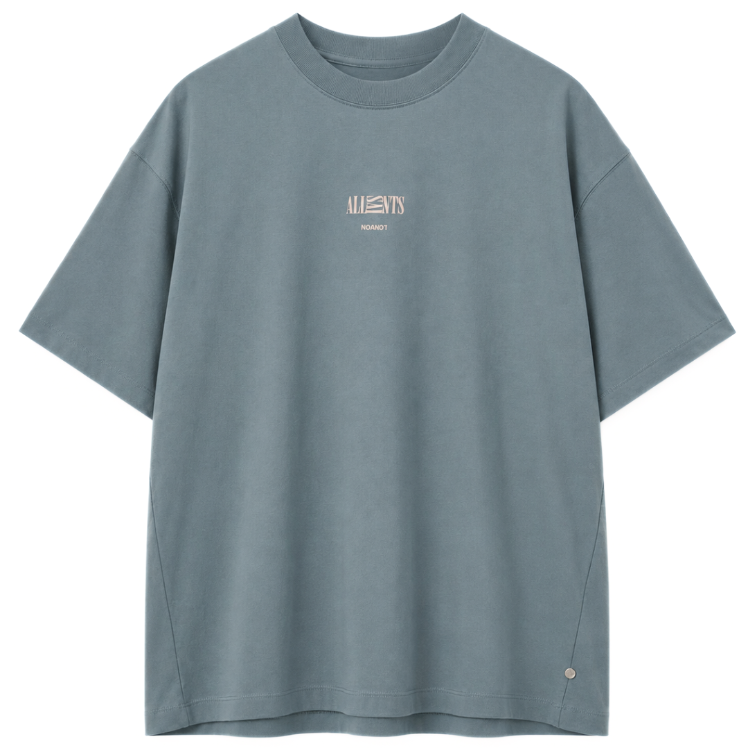 ALL SAINTS BURMAN SS OVERSIZED CREW TEE DUSTY BLUE