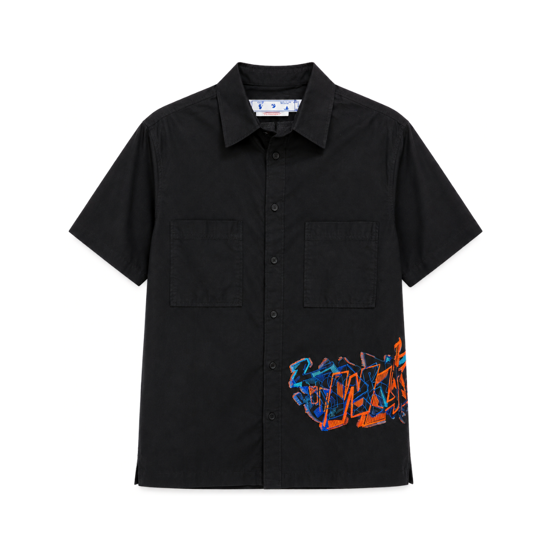 OFF WHITE OW GRAFFIC BLACK SHIRT BLACK