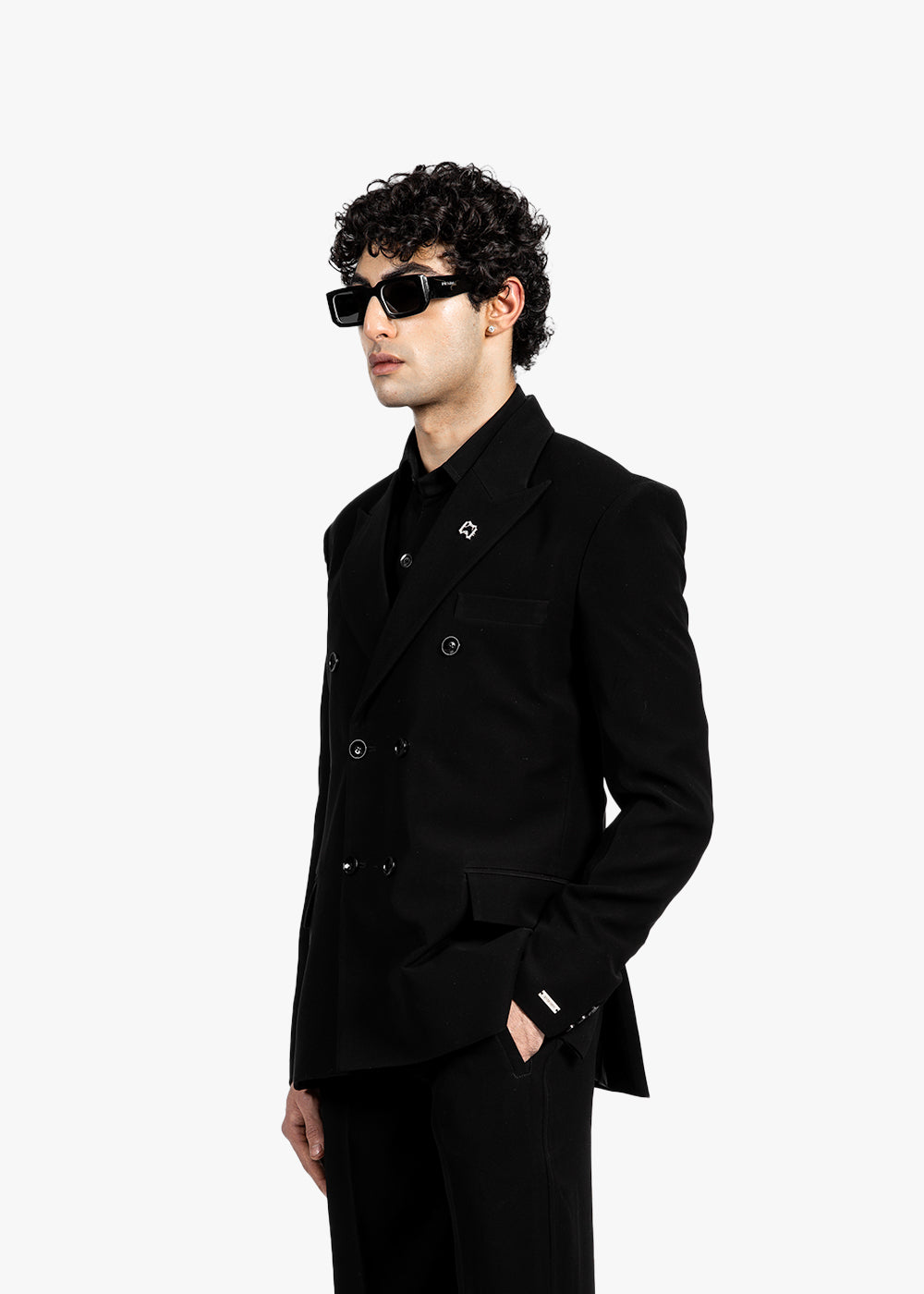 DOUBLE BREASTED BLAZER - BLACK