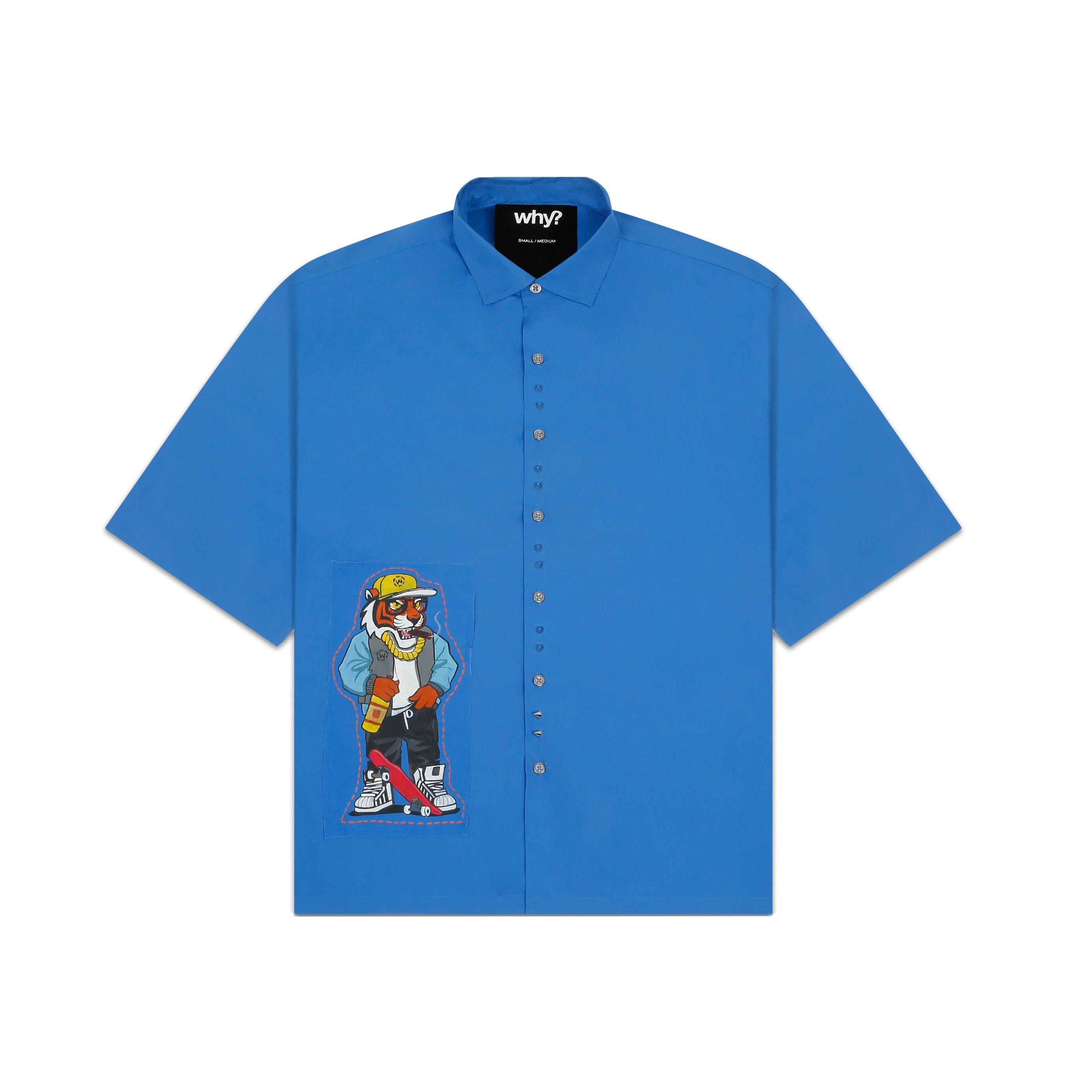 BLUE - SHORT SLEEVE SHIRT "HAND PAINTED"