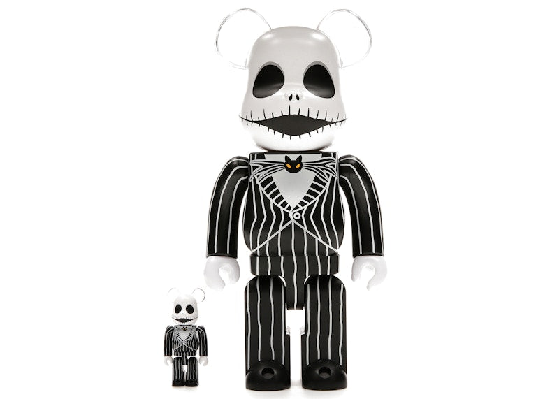 Bearbrick x Disney Tim Burton's The Nightmare Before Christmas Jack Skellington 100% & 400% Set
