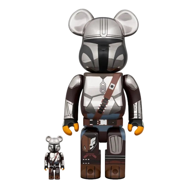 Bearbrick Star Wars The Mandalorian 100% & 400% Set Chrome