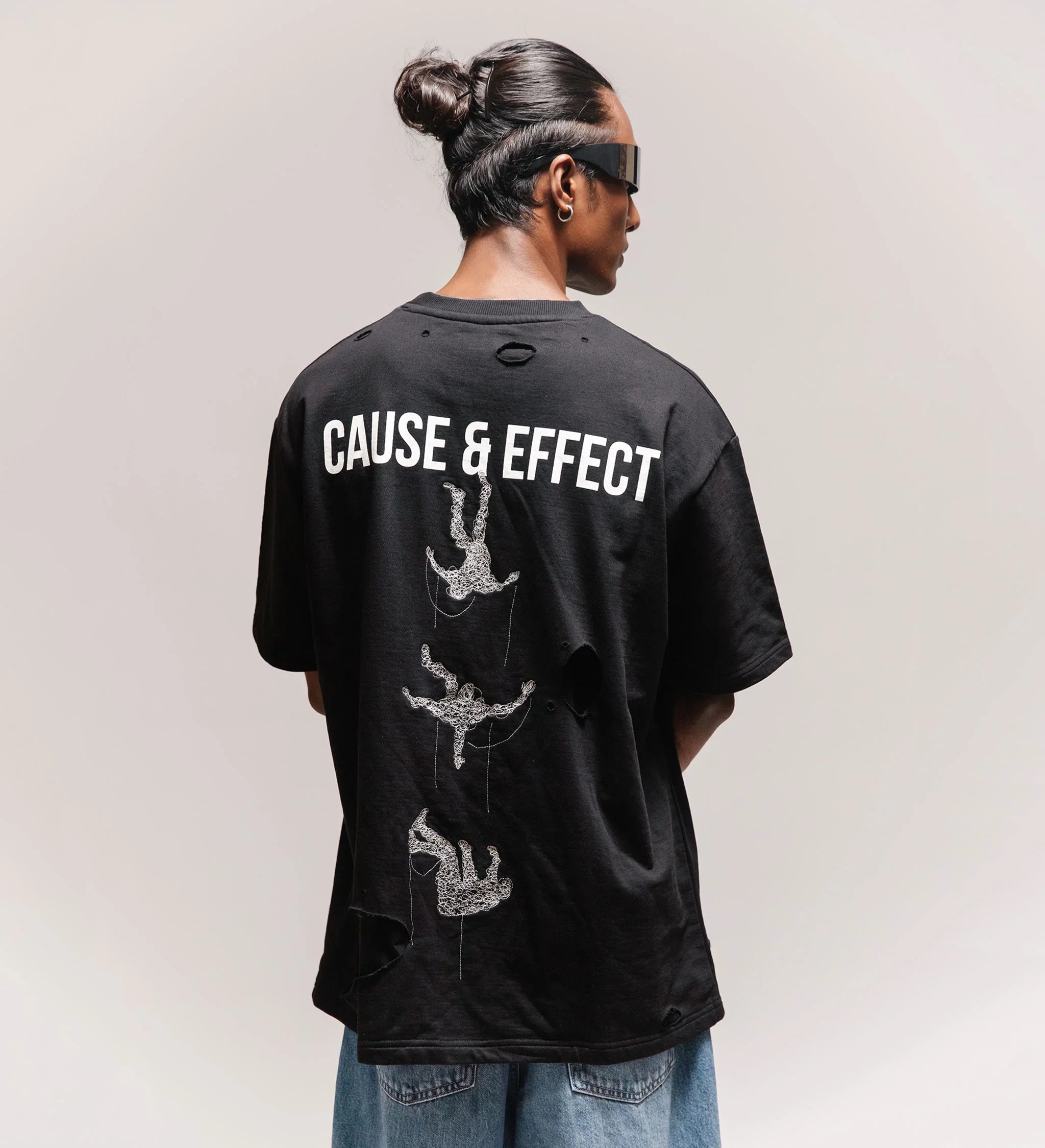'Blackout' Distressed Metal Embroidered T-shirt
