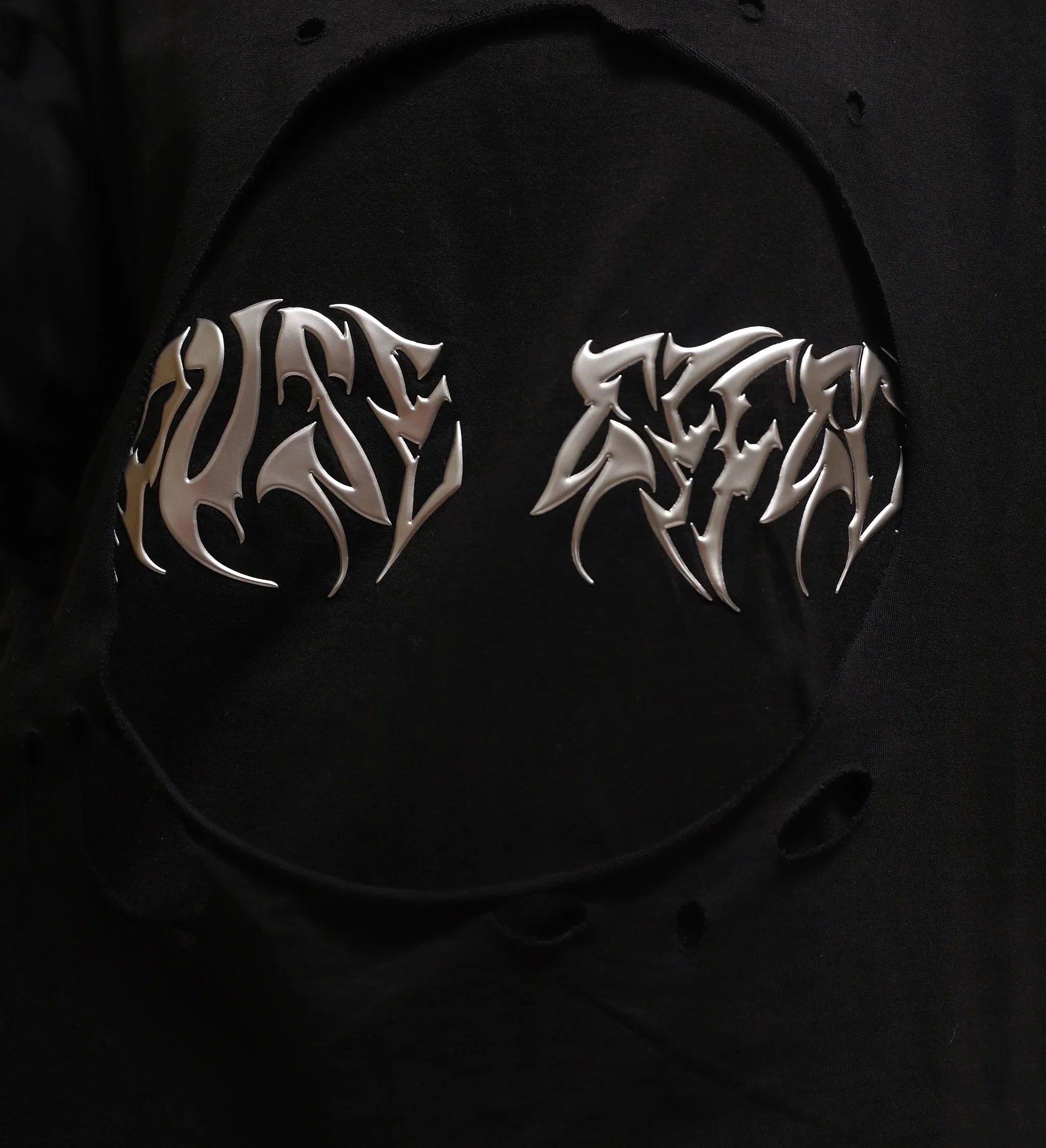 'Blackout' Distressed Metal Embroidered T-shirt