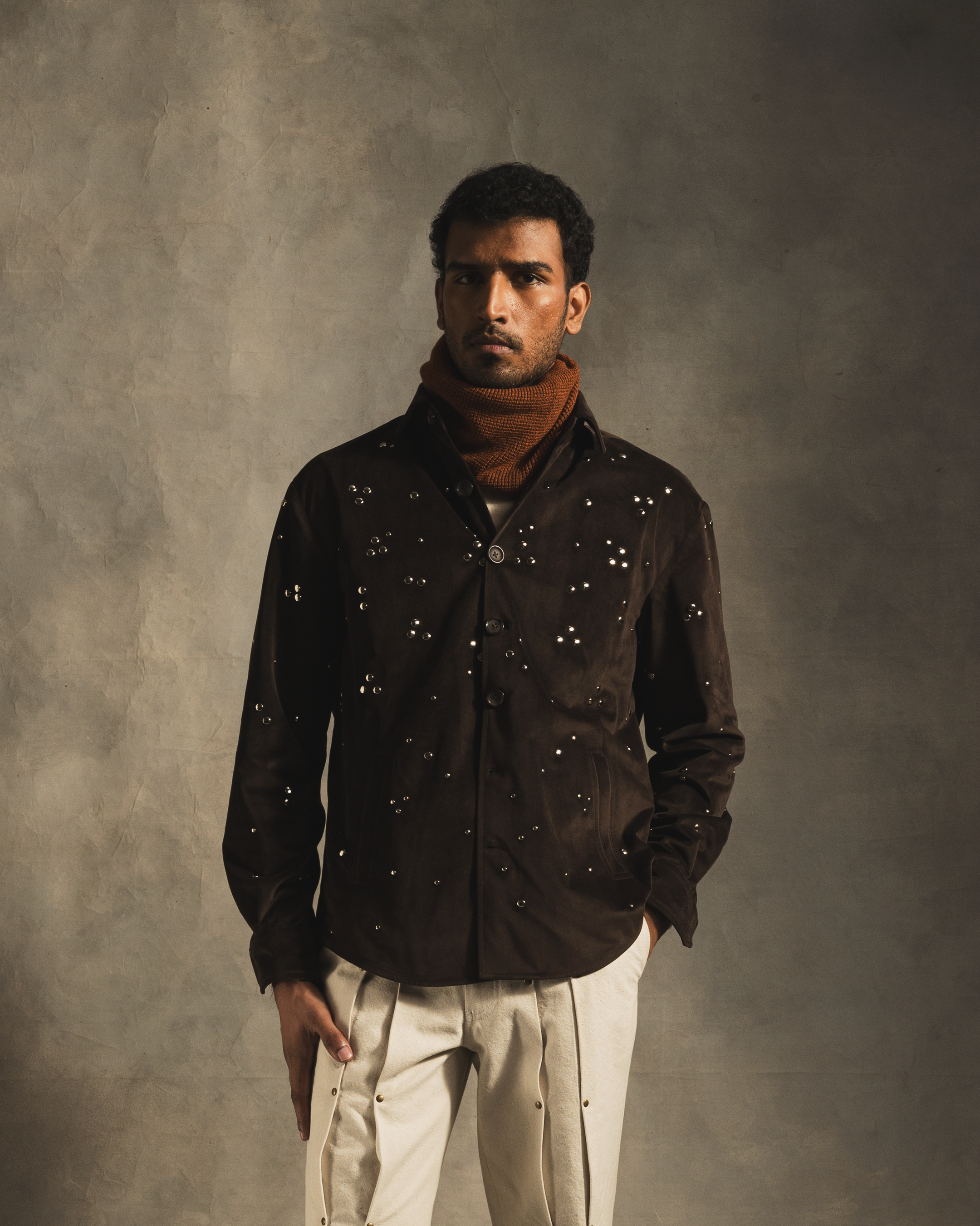 Rivet Rain Overshirt In Brown