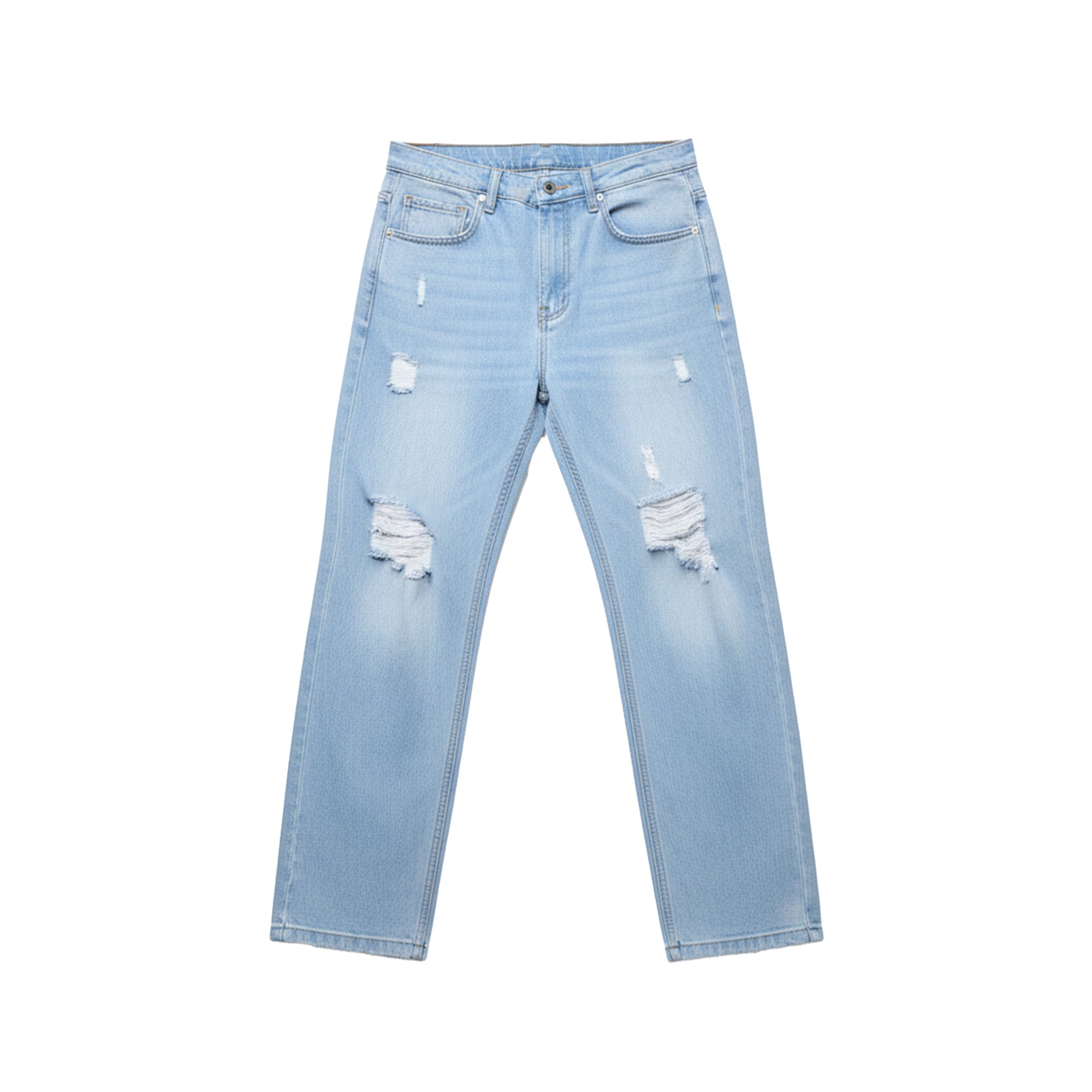 Distressed Blue Baggy Denim