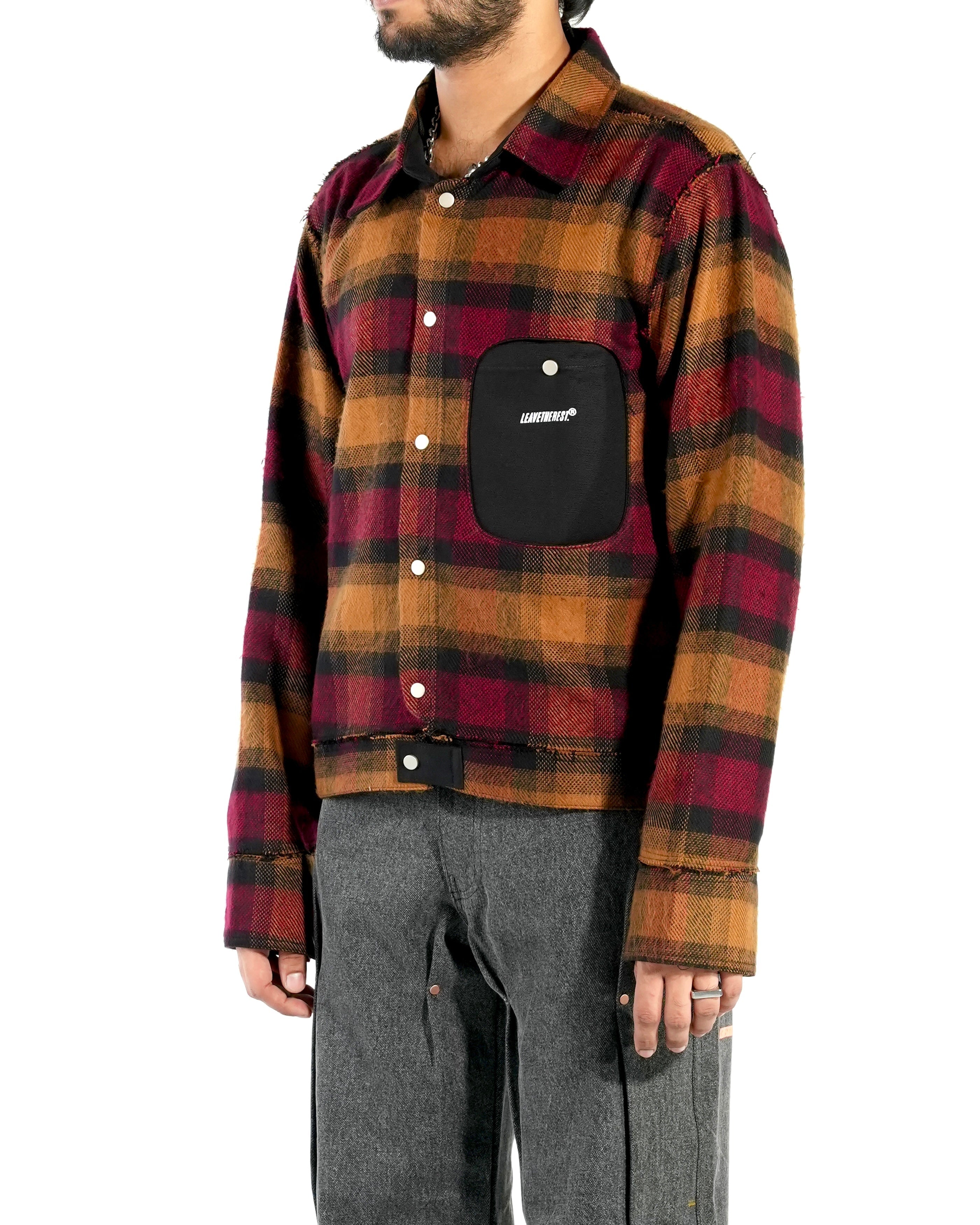 Distressed Flannel Shirt-Brown
