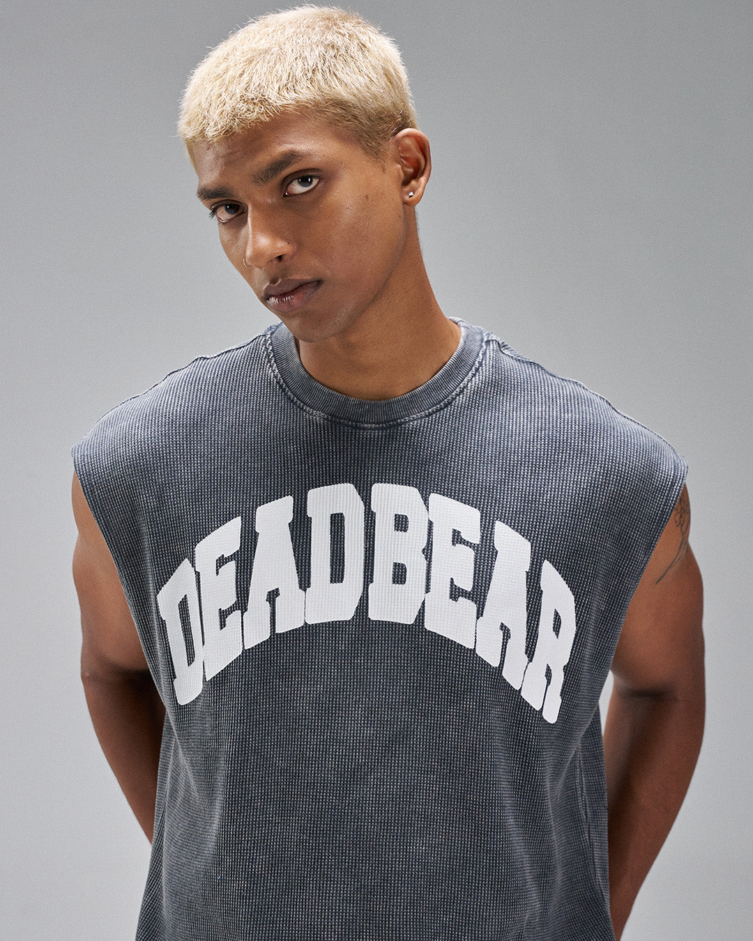 Waffle Tank Washed Grey