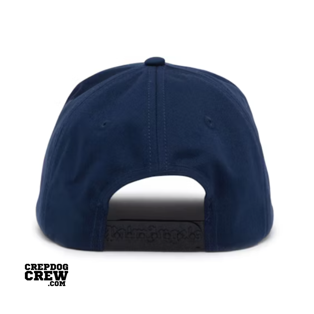 Palm Angels Logo-Print Cotton Snapback Cap Navy Blue/White