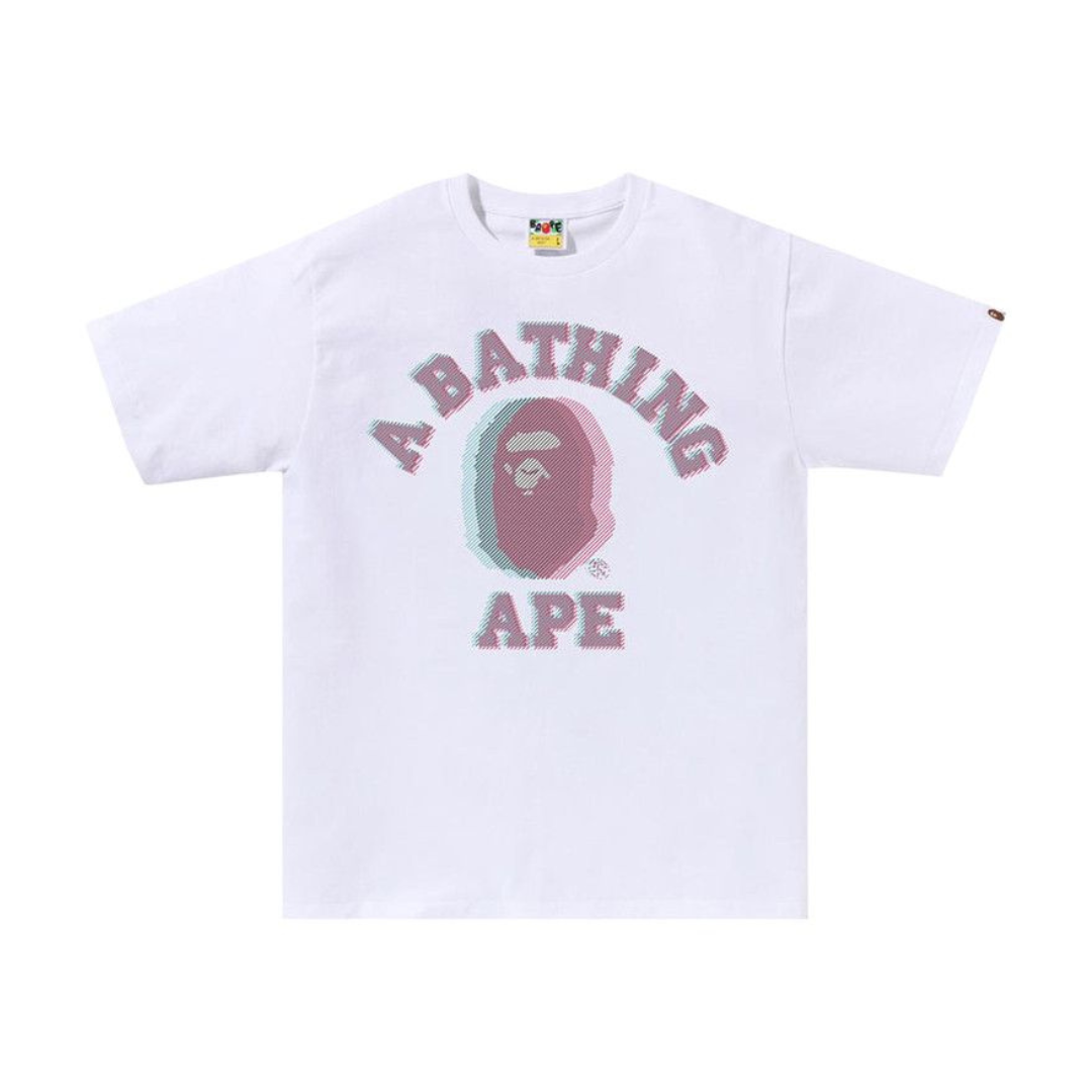 BAPE Glitch Art College Tee White