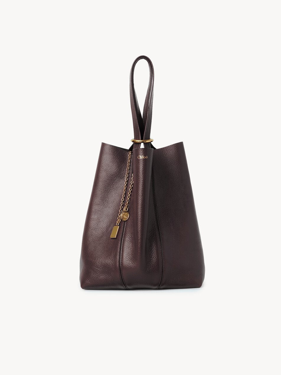 CHLOE Spin tote bag in grained leather Perfect Plum