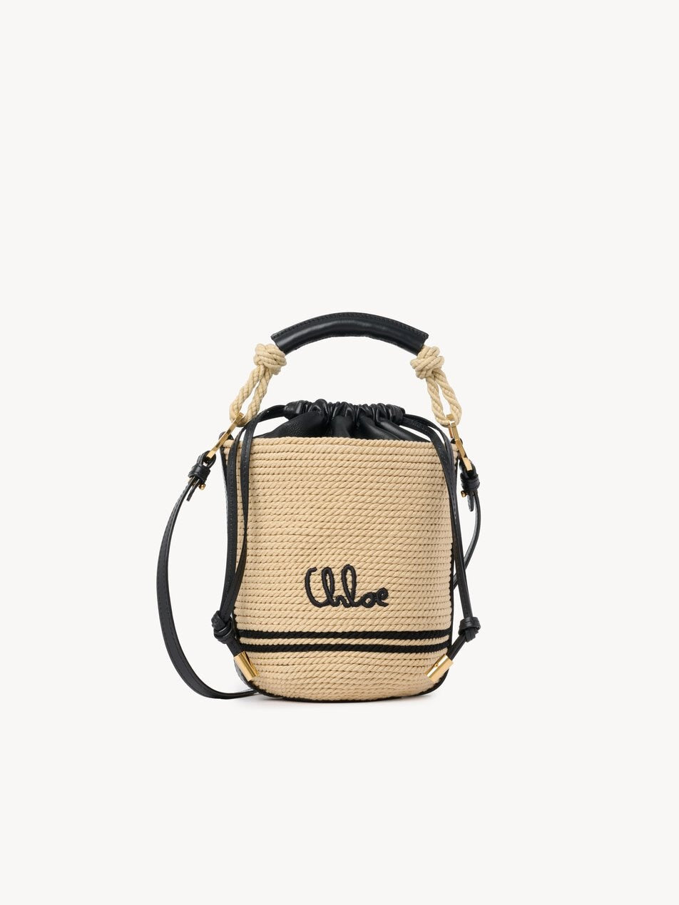 CHLOE Soleil bucket bag in cord Black - White