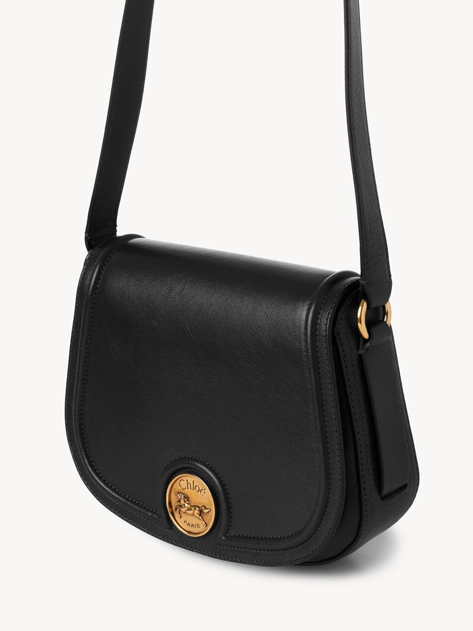 CHLOE Horse Medal saddle bag in grained leather Black