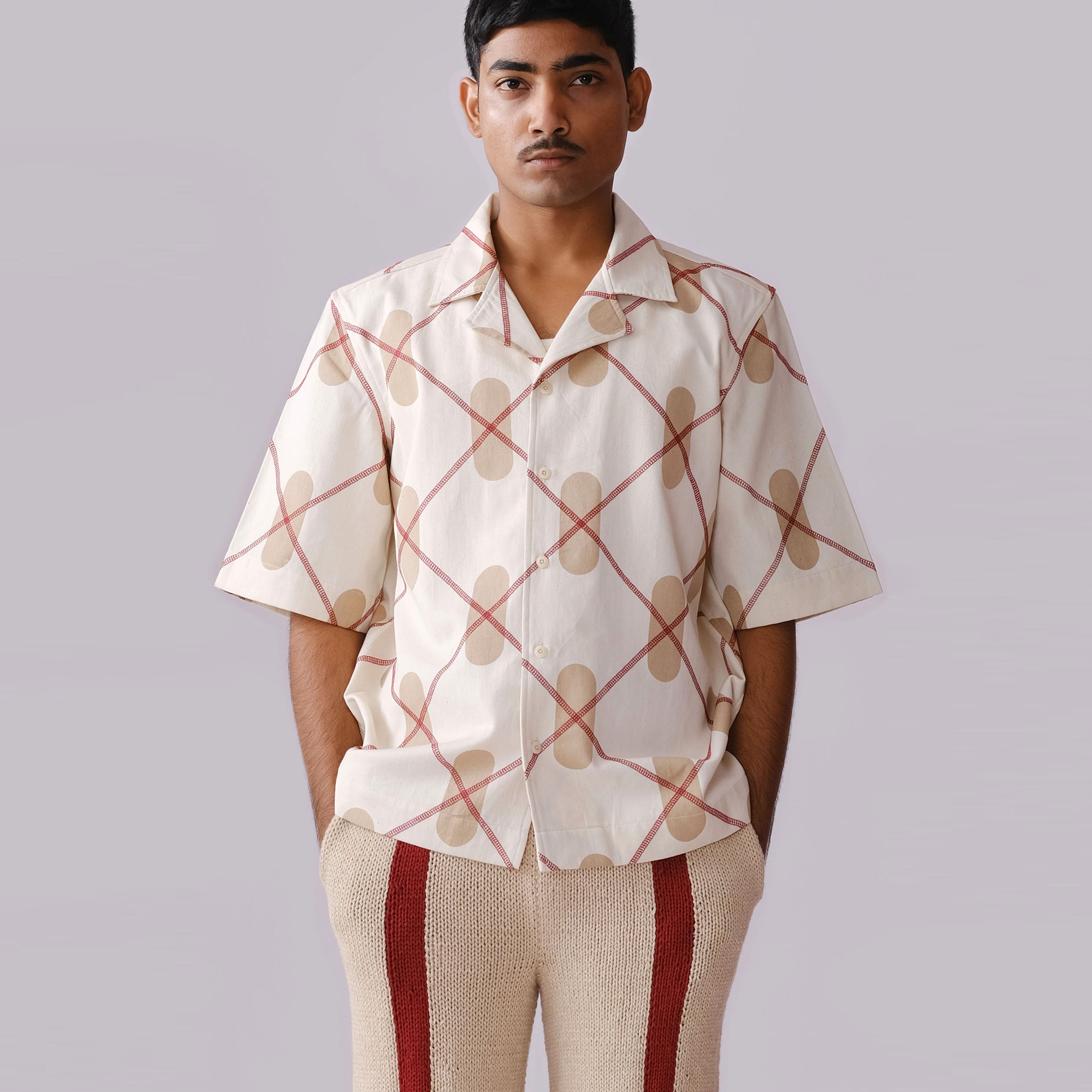 DNA Argyle Regiment Shirt- Off White