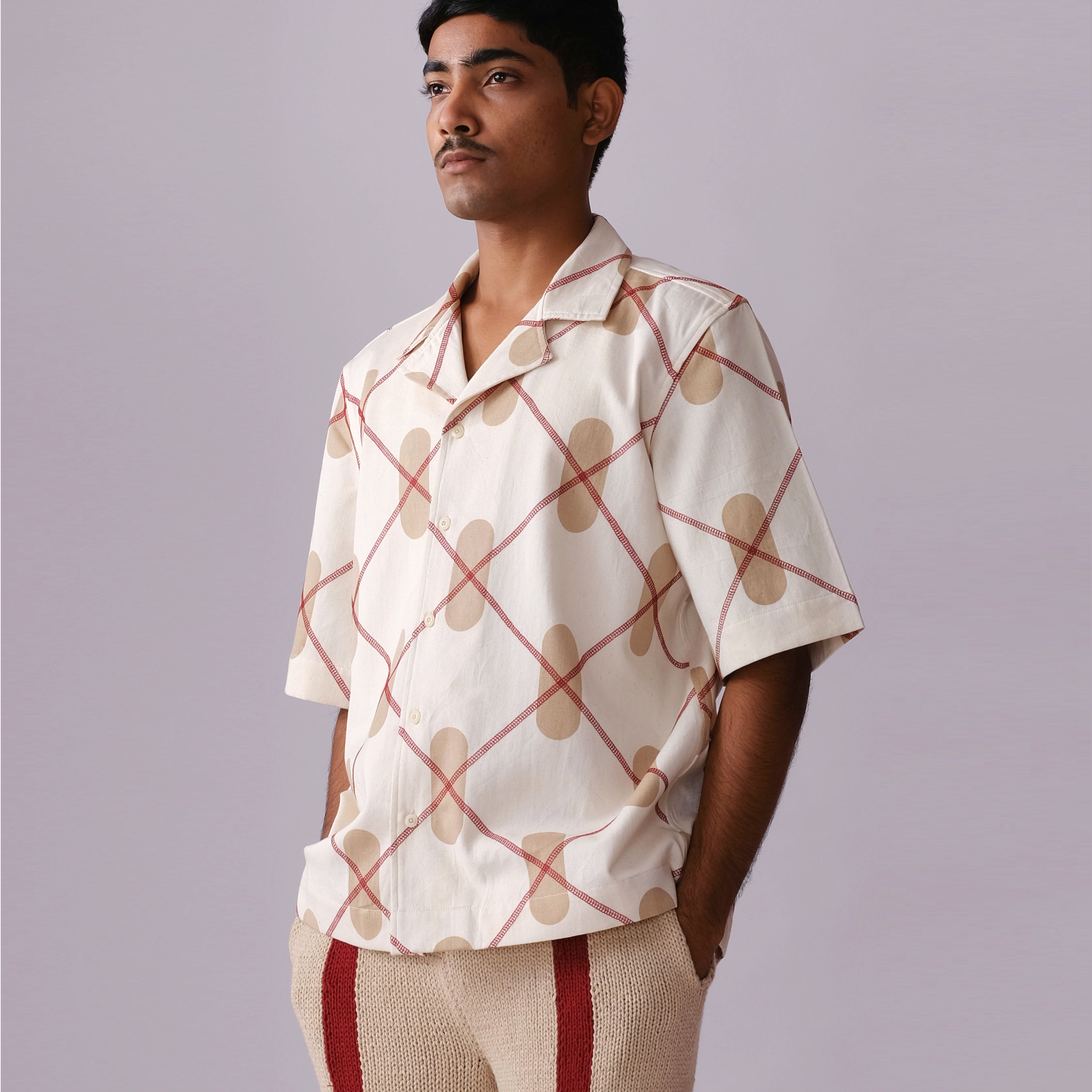 DNA Argyle Regiment Shirt- Off White