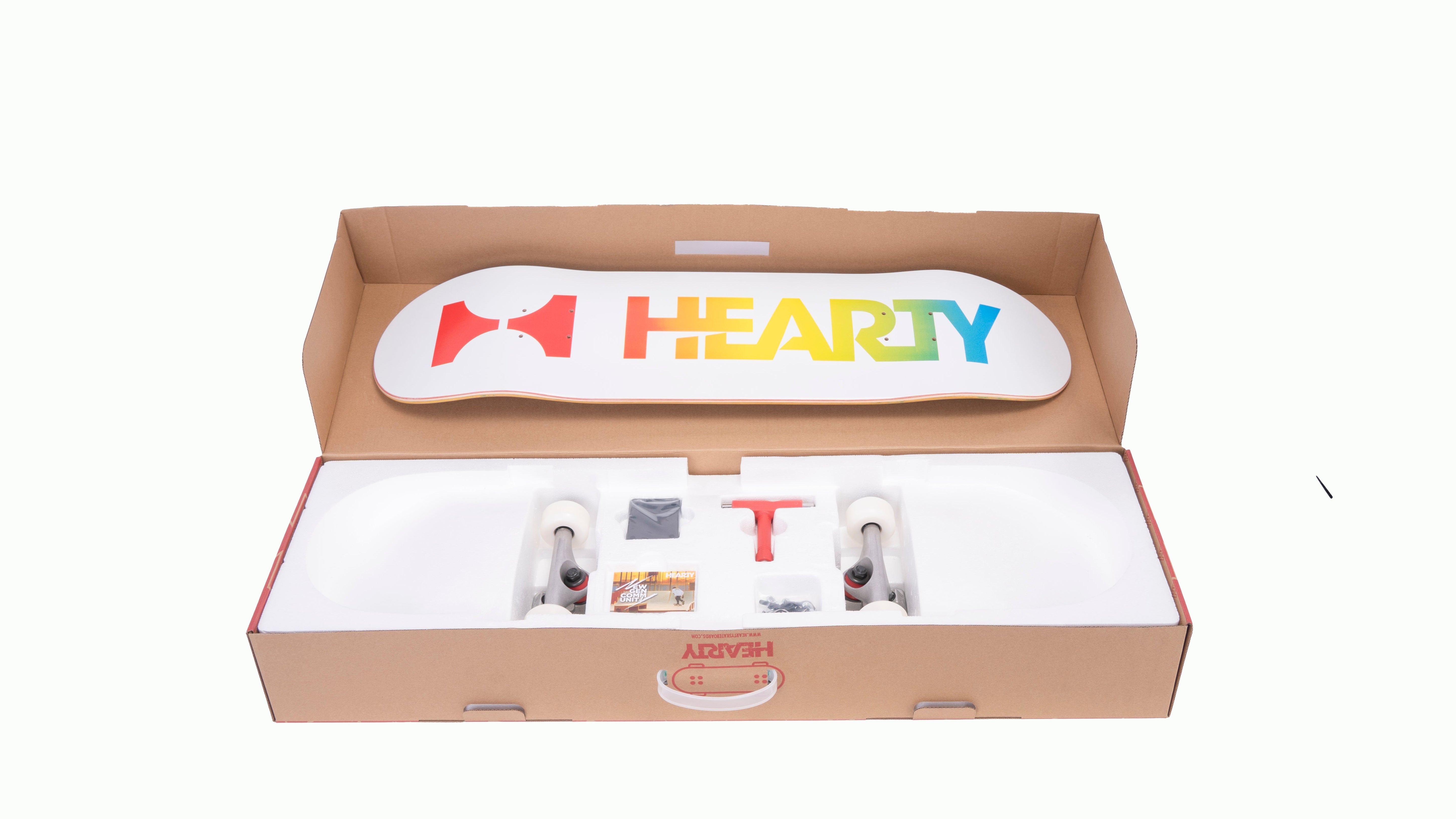 Hearty Pro-Complete Skateboard Pack- Unassembled- 8.0" & 8.25"-Neon Logo White