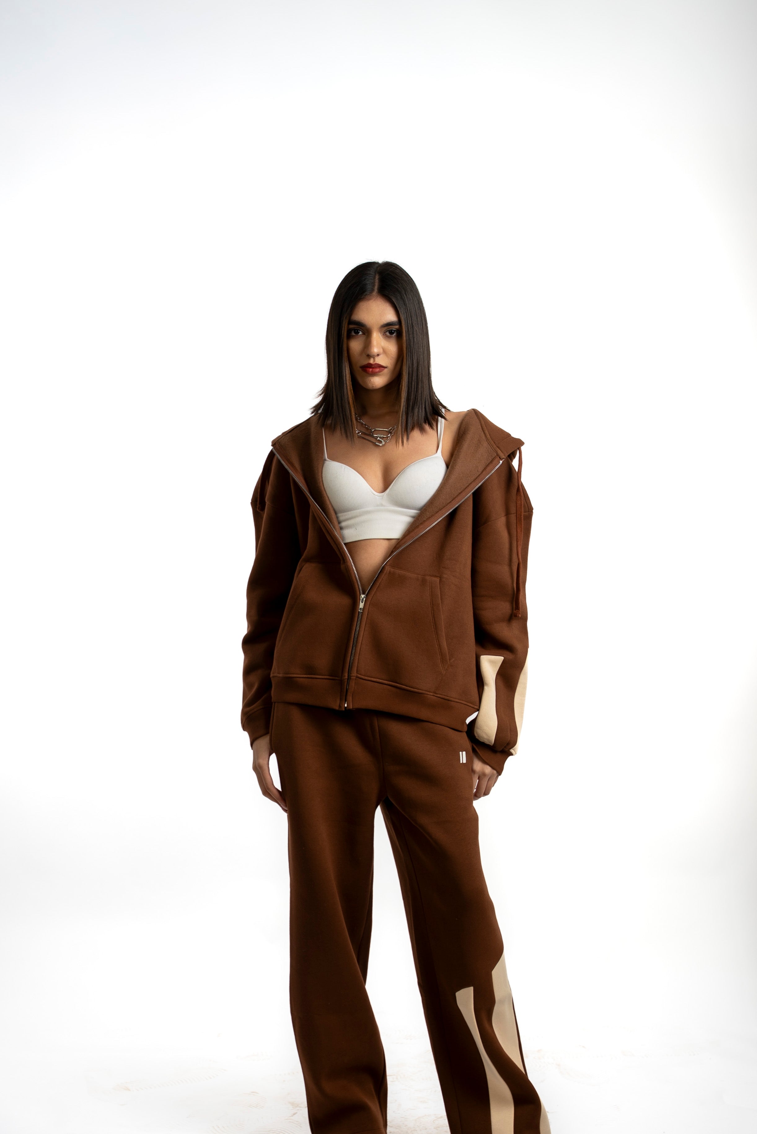 Mocha Everyday Zipper Hoodie + Sweatpants Set