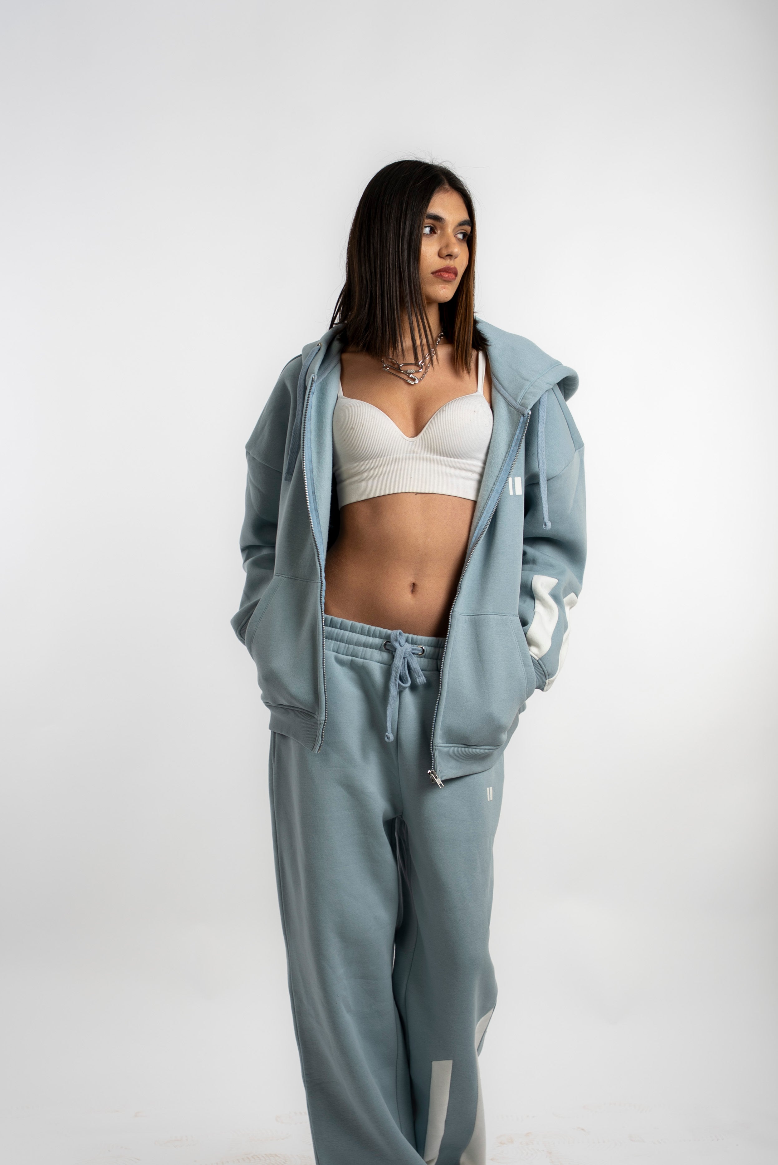 Pastel Blue Everyday Zipper Hoodie + Sweatpants Set