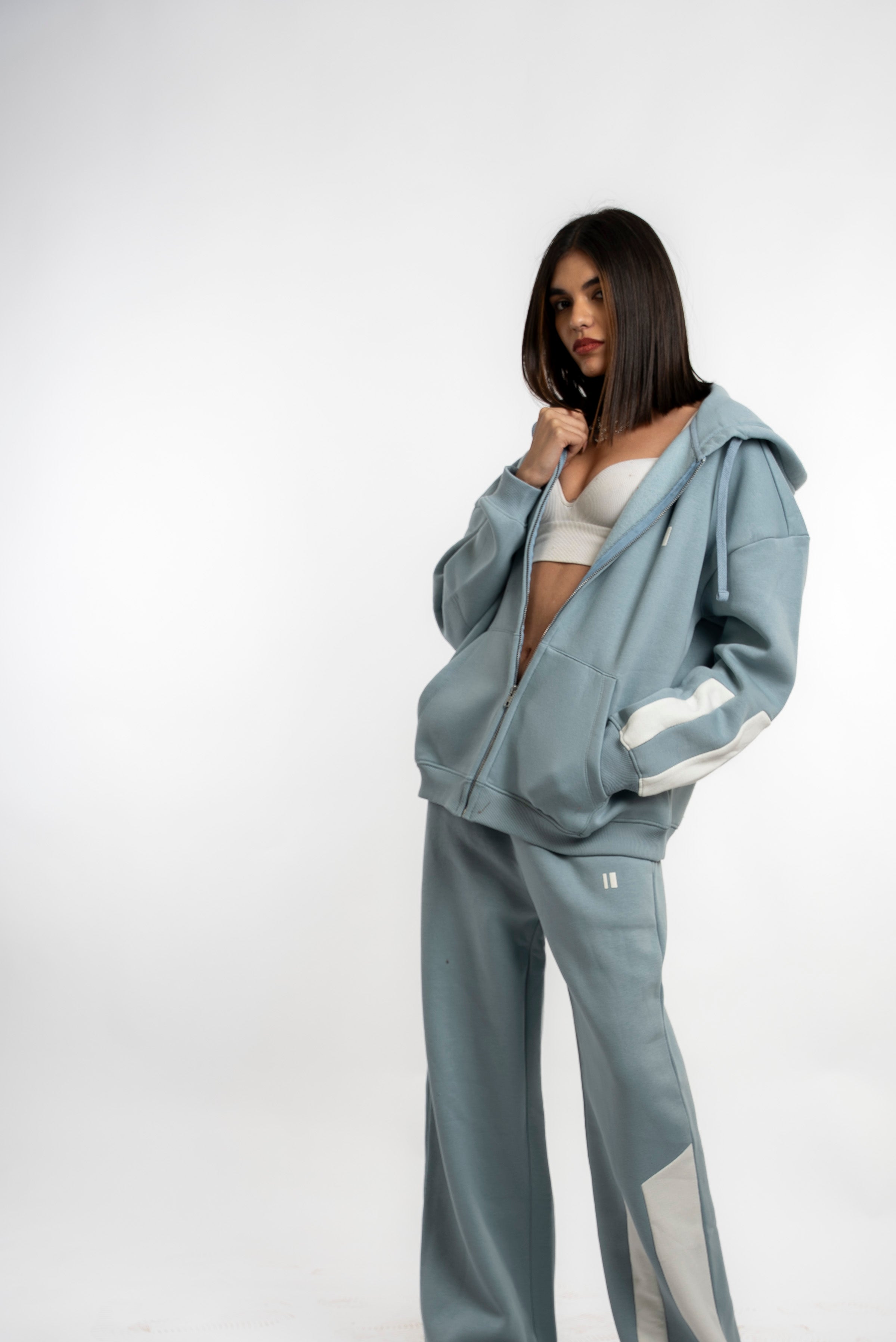 Pastel Blue Everyday Zipper Hoodie + Sweatpants Set