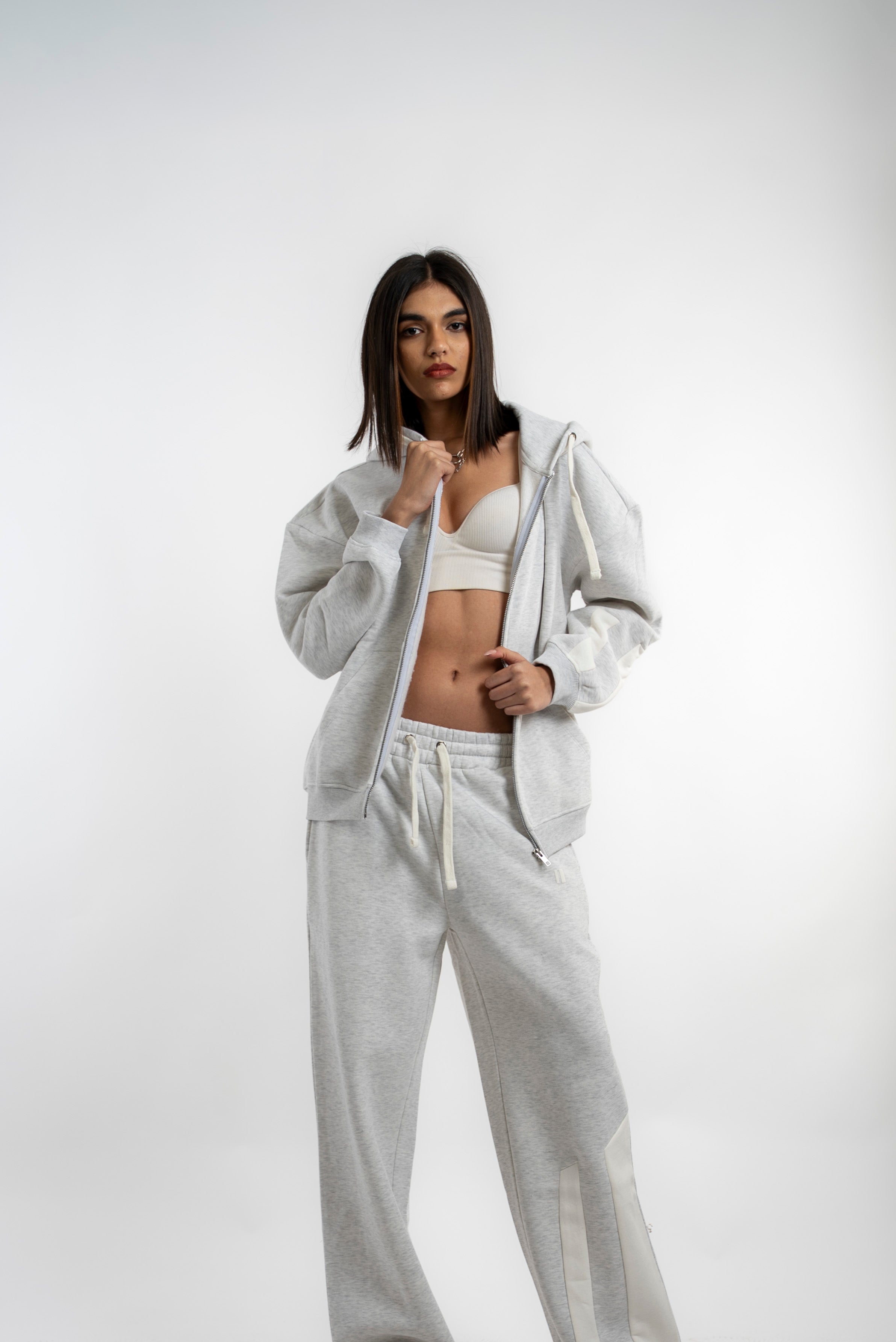 Grey Everyday Zipper Hoodie + Sweatpants Set