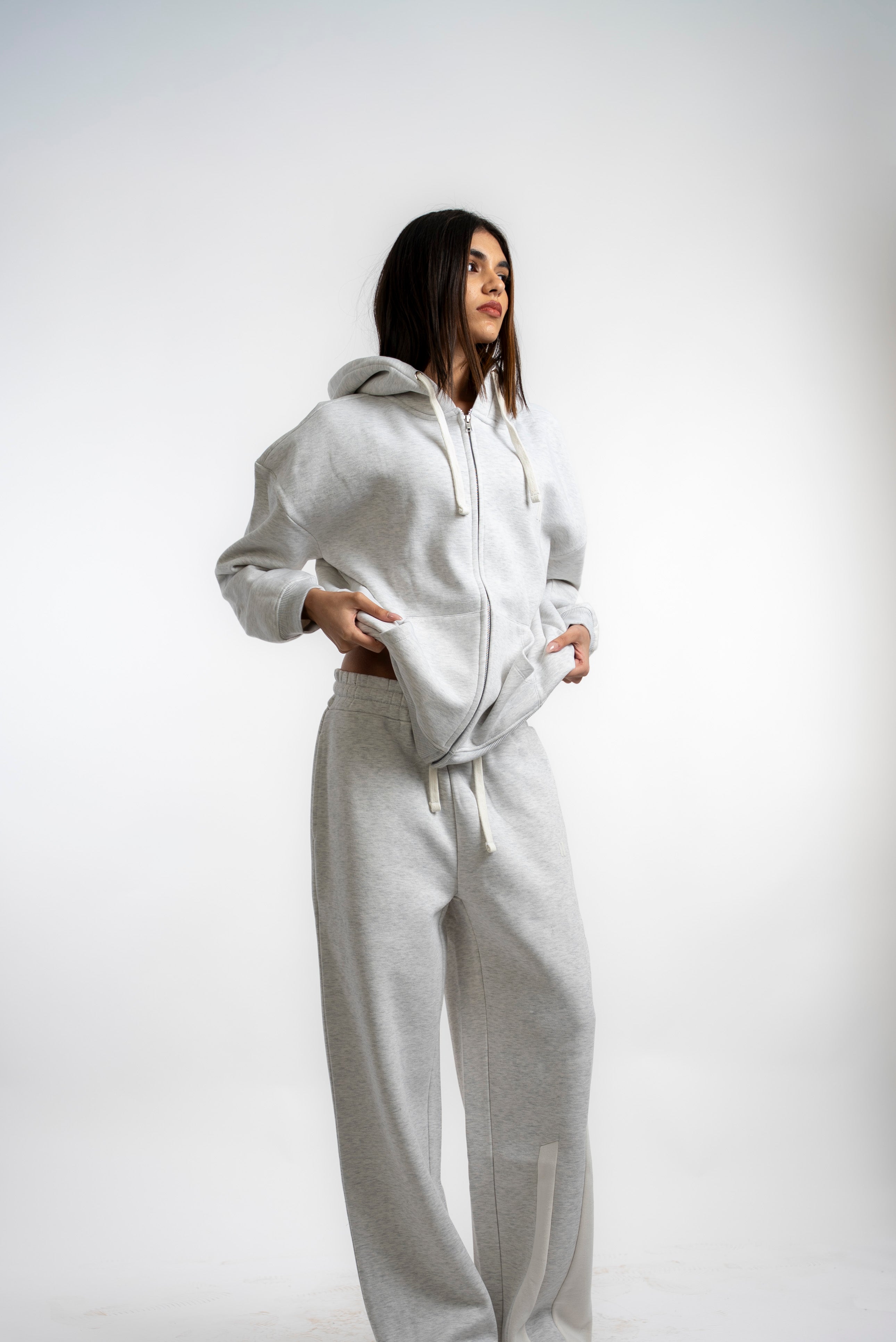 Grey Everyday Zipper Hoodie + Sweatpants Set
