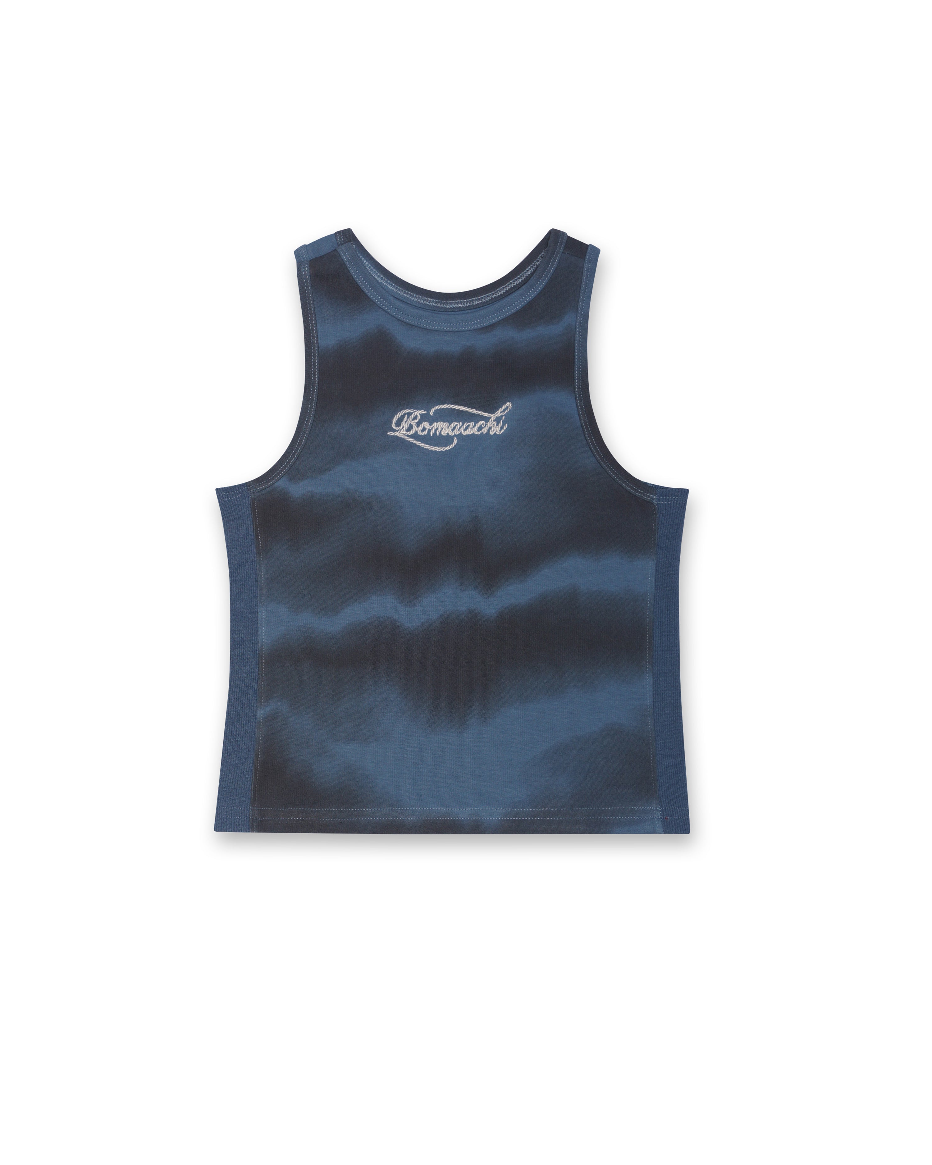 Rope Embroidered Blue Tank Top