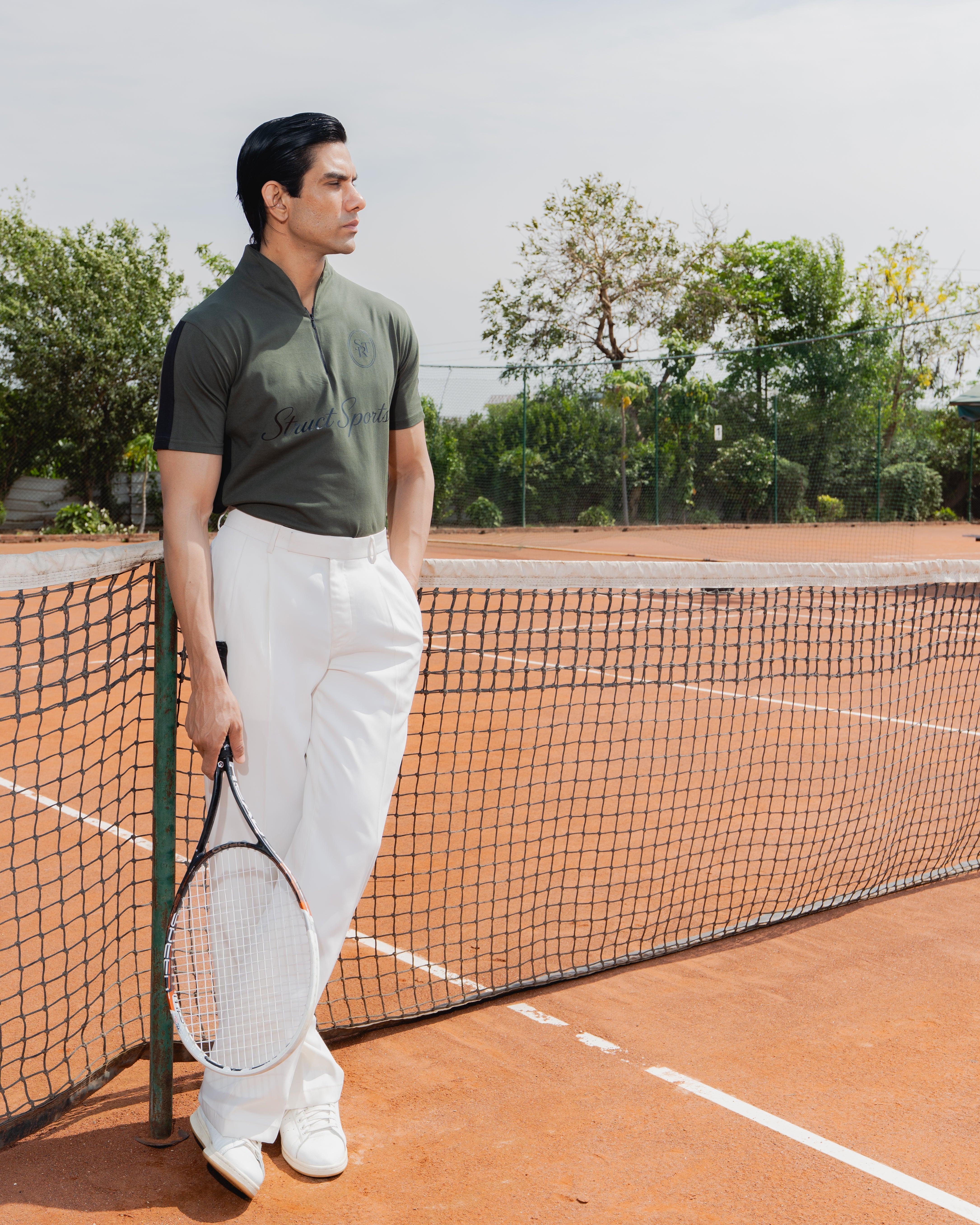 STRUCT CLUB HALF ZIP T-SHIRT - OLIVE