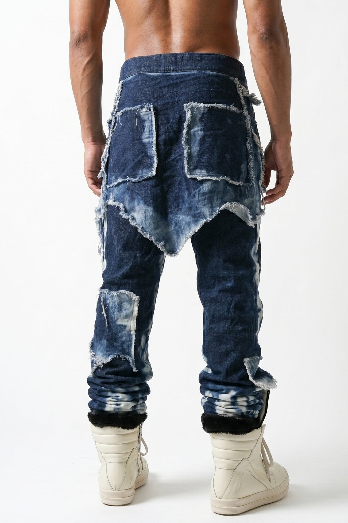 Distressed Draped Denim