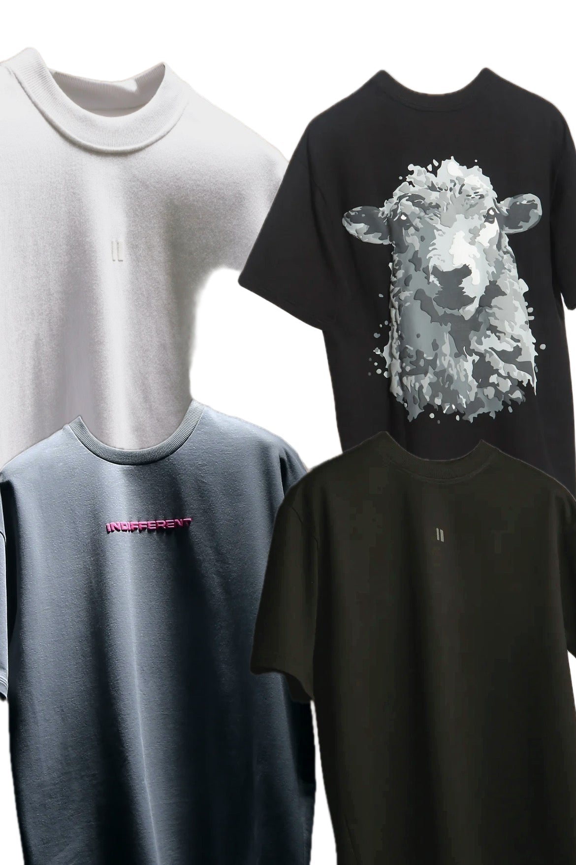 WHITE-BLACK-UNHERD-INDIFFERENT PACK OF 4 T-SHIRTS