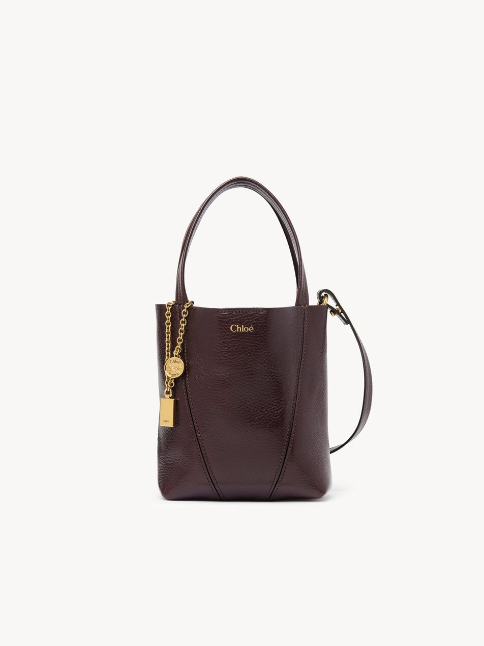 CHLOE Small Chloé Spin tote bag in grained leather Perfect Plum