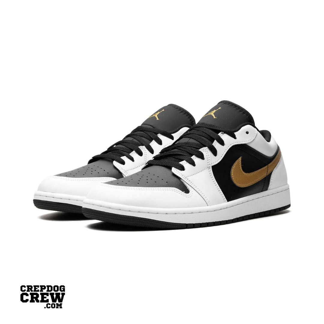 Jordan 1 Low White Black Metallic Gold Swoosh