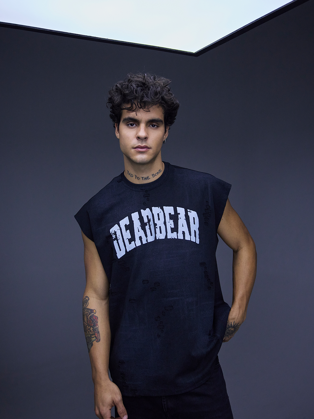 Distressed Washed Black Tank
