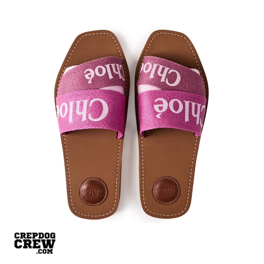 CHLOE WOODY LOGO-PRINT SANDAL PINK