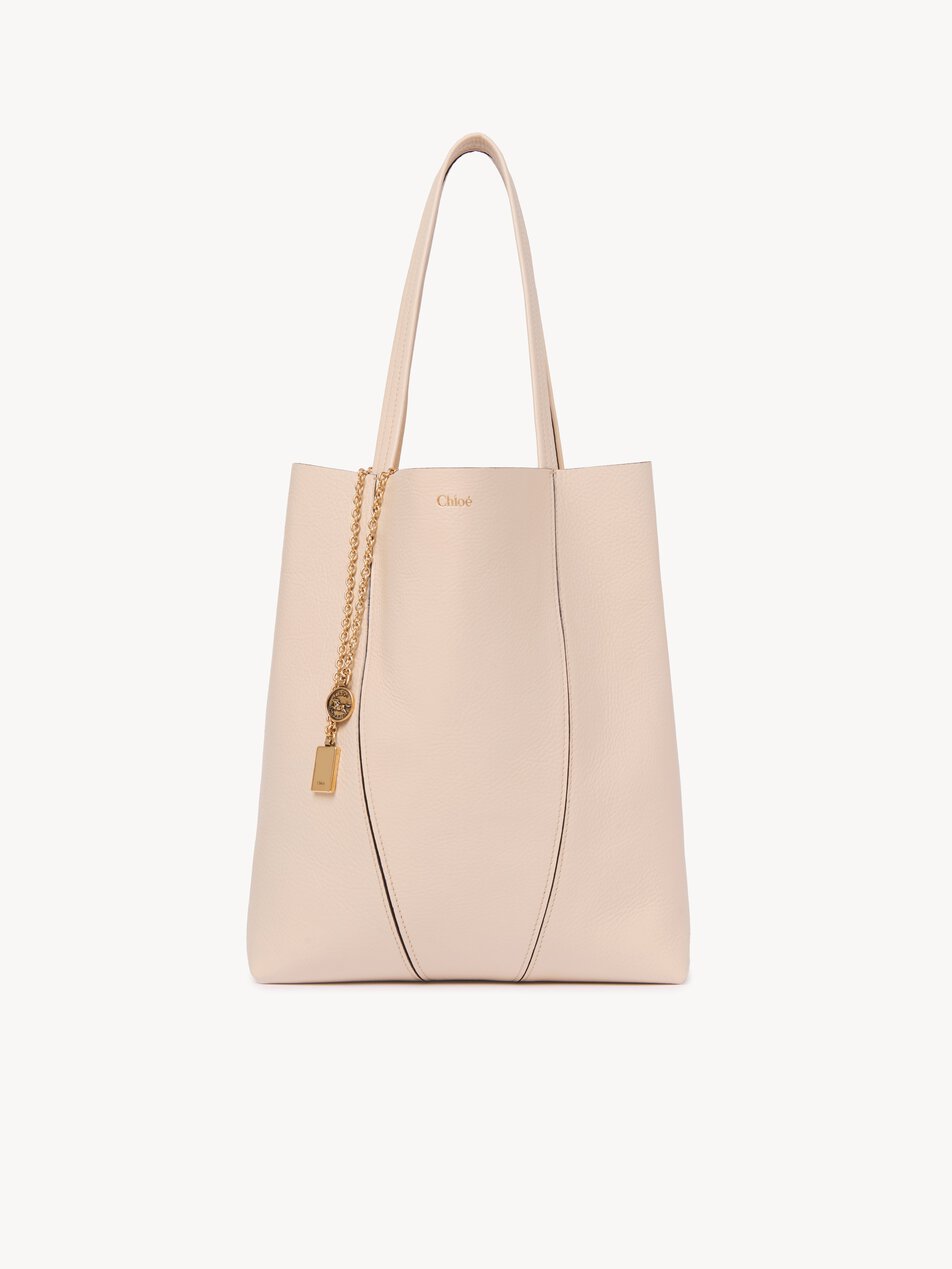 CHLOE Spin tote bag in grained leather Cement Pink