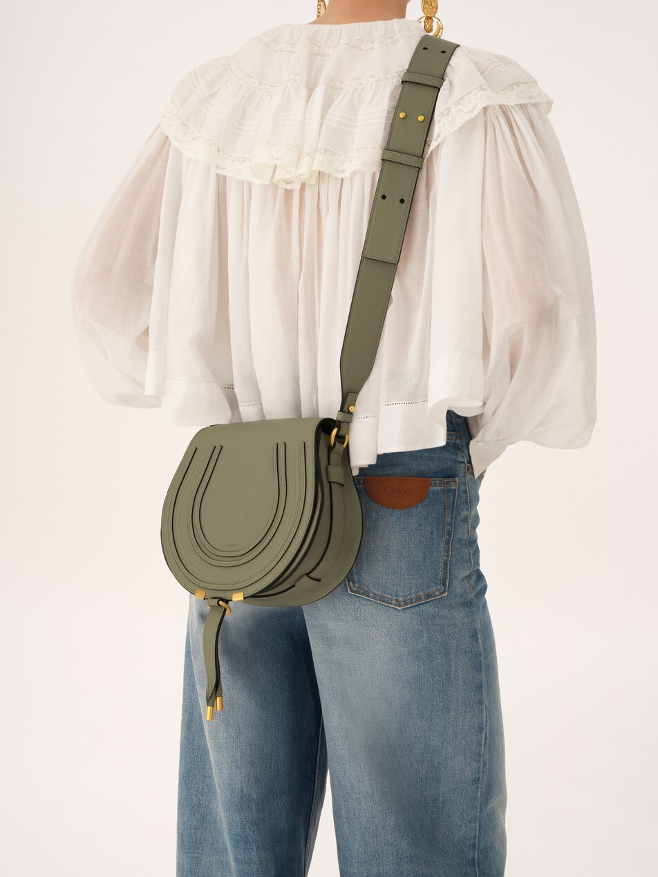 CHLOE Marcie saddle bag in grained leather Twilight Purple