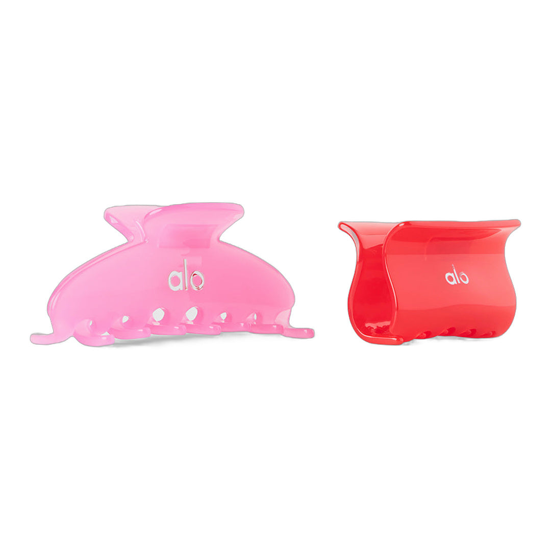 alo Effortless Claw Clip (2-Pack) - Candy Heart Pink/Bright Red