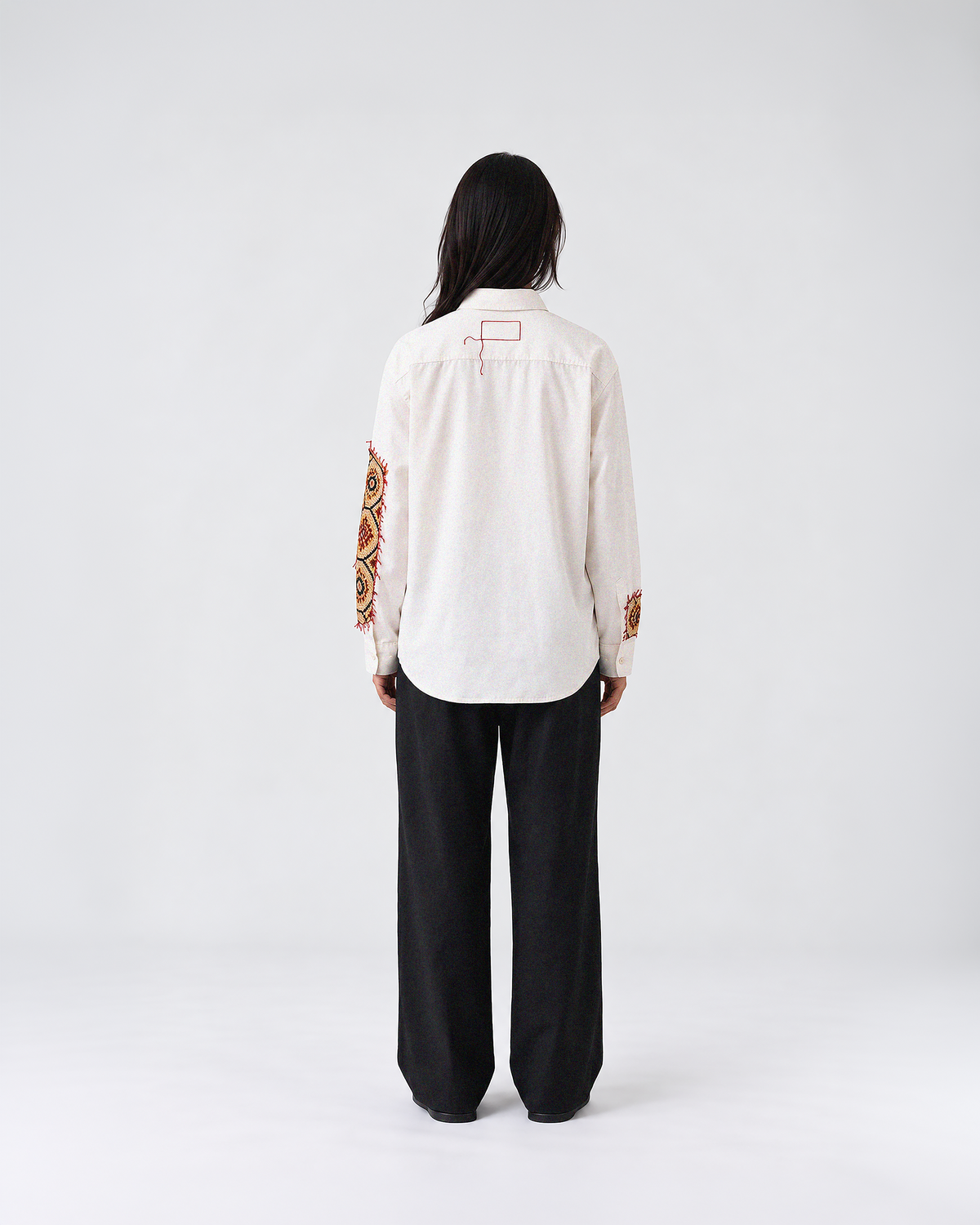 Maayka | Ivory Patchwork Full Sleeve Shirt