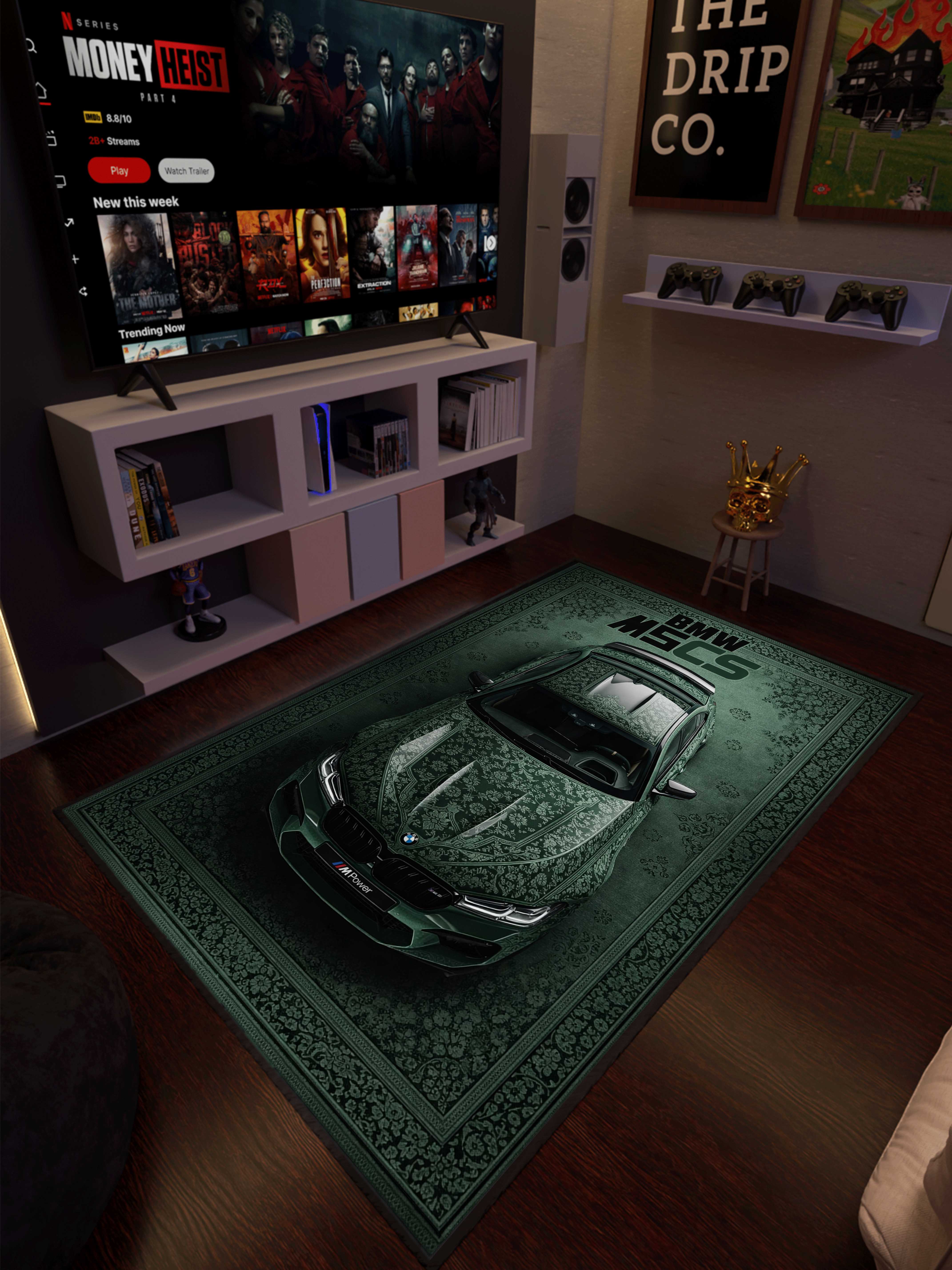 M Speed green traditional design Washable Custom Rug