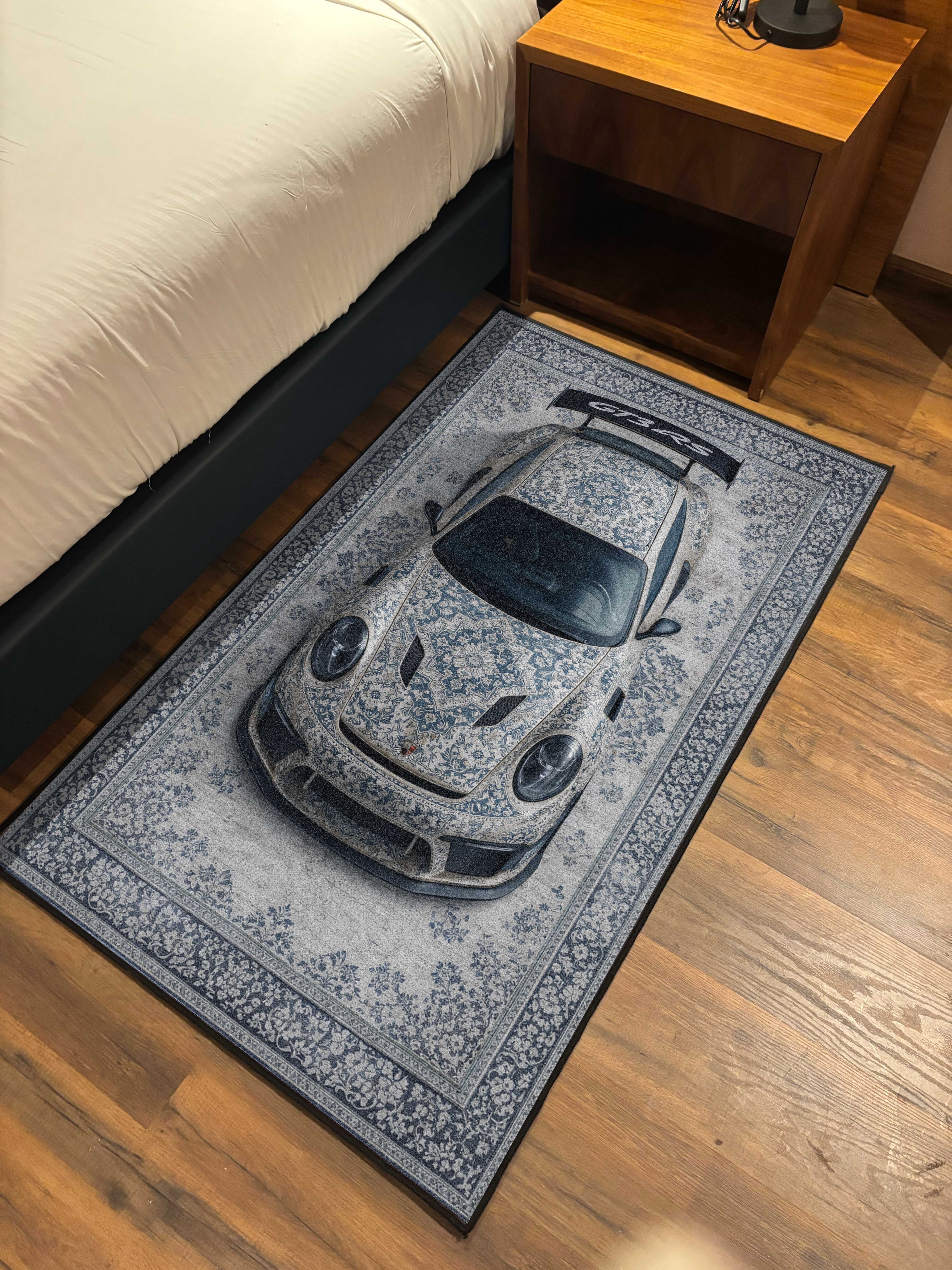 Monochrome Sports car traditional design Washable Custom Rug