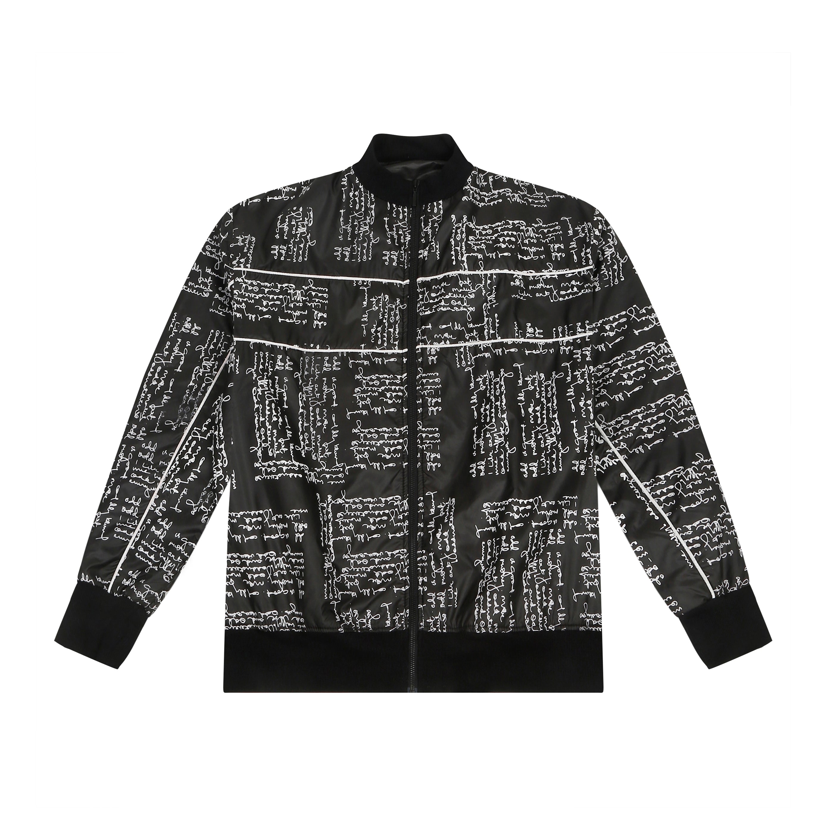 Black Scribbled Bomber Jacket