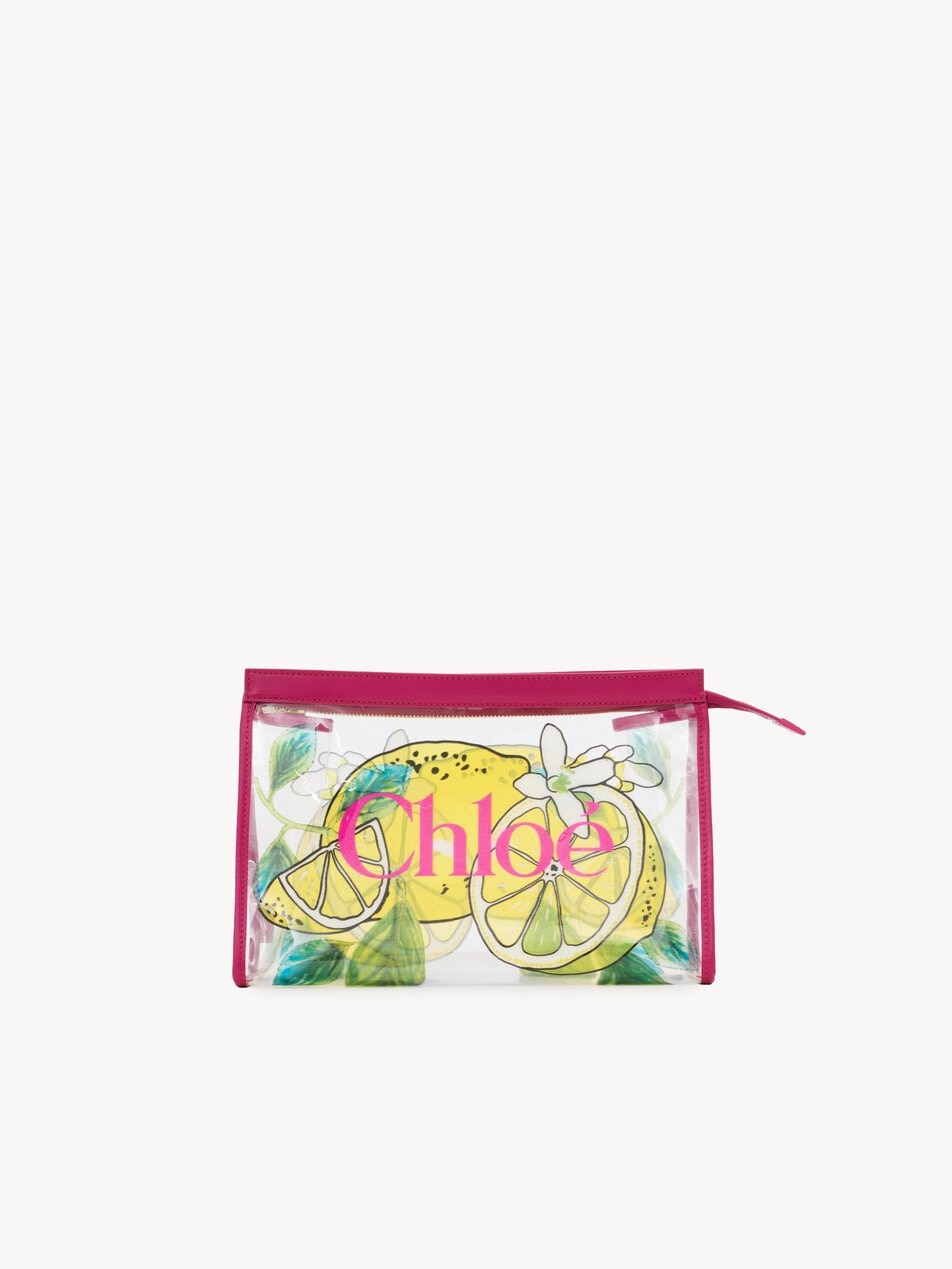 CHLOE Soleil zipped pouch in lemon-print jelly Radiant Yellow